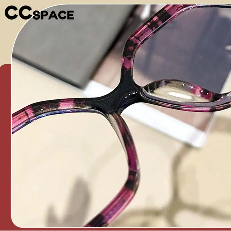 CCspace Women's Full Rim Large Polygon Plastic Eyeglasses 57426 - Trendy Geometric Frame for Women, Lightweight & Durable Eyewear for Work, Reading, and Fashion Accessories