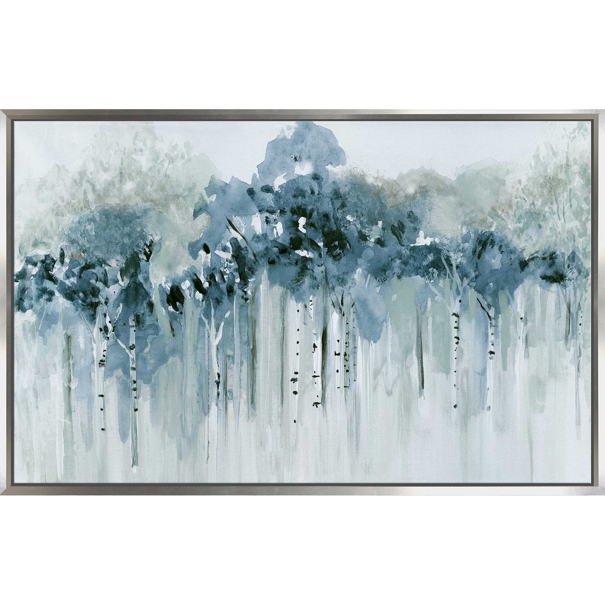 Blue Birch Morning Print on Floating Canvas - Modern Wall Art for Living Room, Bedroom & Office Decor