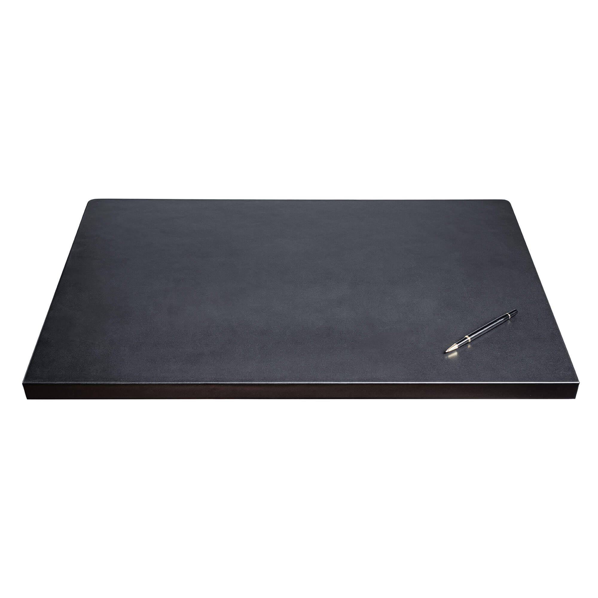 Premium Black Leather Desk Mat 30x19 Inches - Non-Slip Work Surface with Fixation Lip for Office, Gaming & Home Workspace - Protects Desks from Scratches & Spills