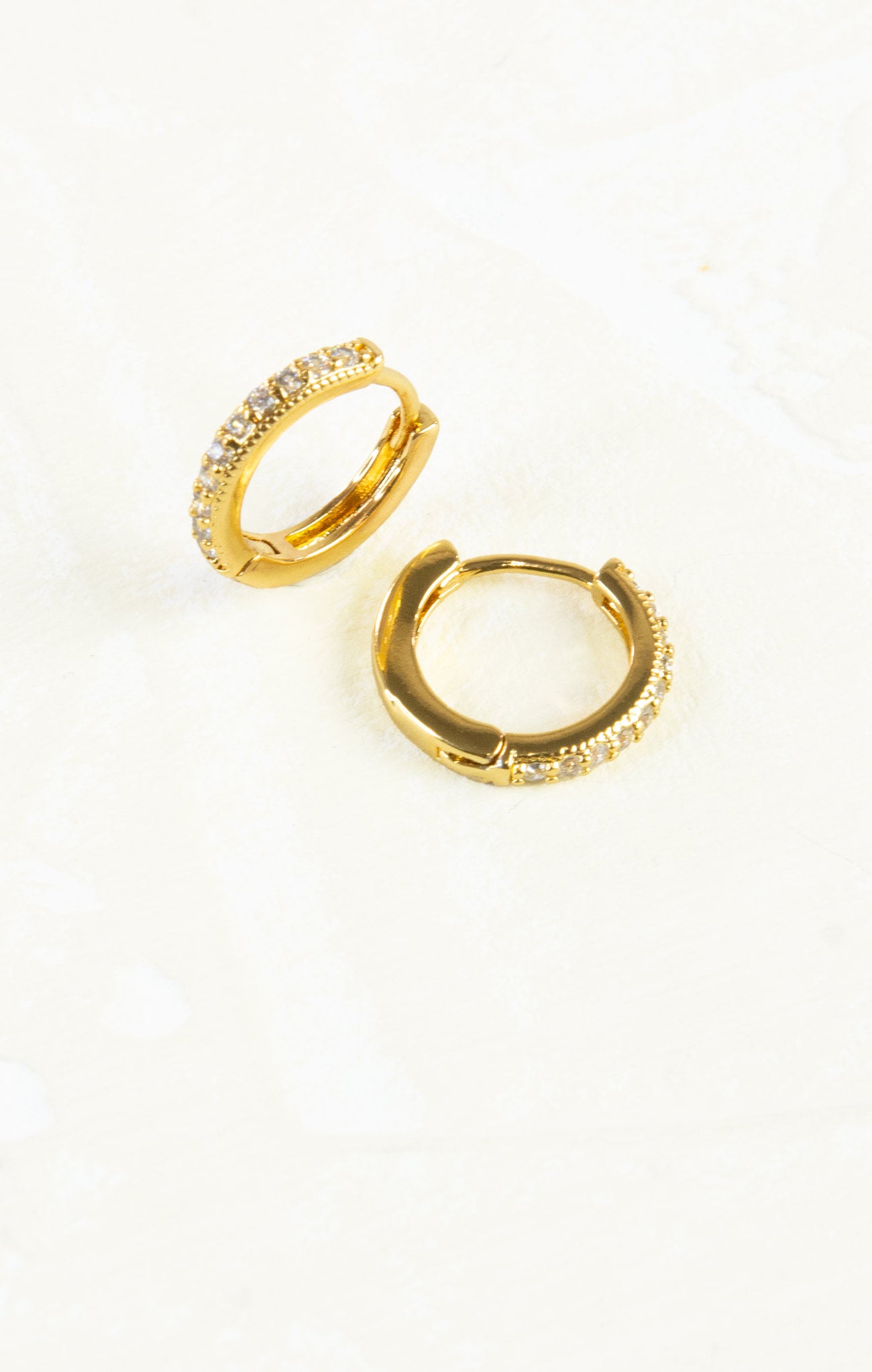 10mm Glitz Huggie Hoop Earrings - Sparkling Gold Plated Huggie Hoops for Women | Perfect for Everyday Wear, Parties & Special Occasions