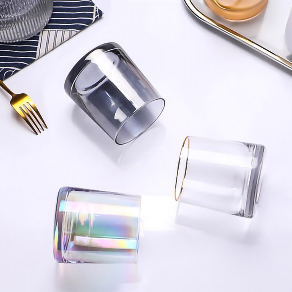 WAIT FLY Glass Mouthwash Cup with Gold Trim - 7oz Bathroom Tumbler for Rinsing & Drinking - Perfect for Bathroom, Bedside, and Travel Use