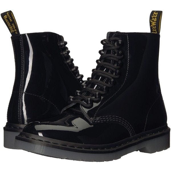 Dr. Martens 1460 Pascal Stud Patent Leather Boots for Men & Women - Punk Style Ankle Booties for Casual Wear, Concerts & Street Fashion