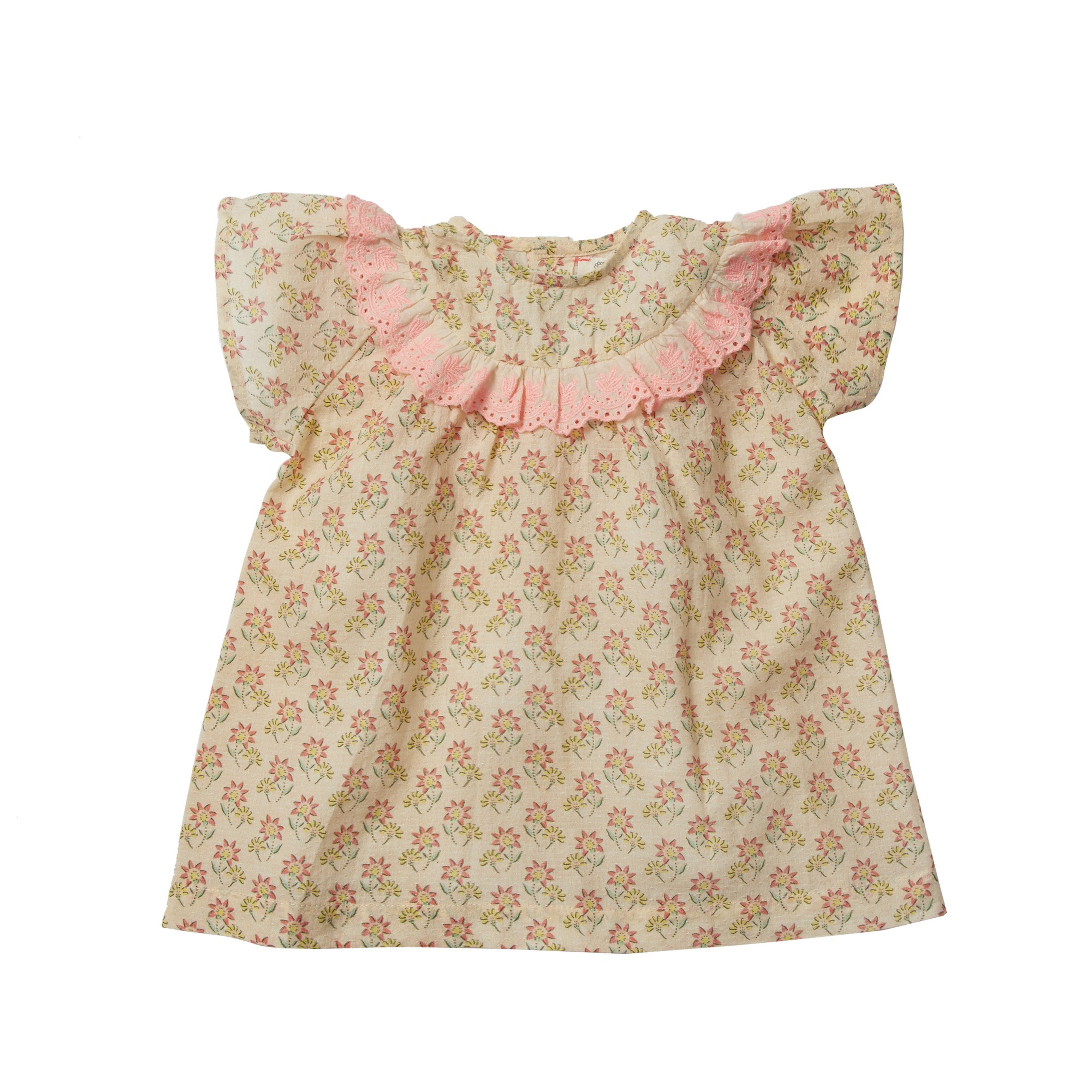 Bonheur du Jour Paris Baby & Girl Blouse in Nude - Elegant French Fashion for Special Occasions & Photo Shoots