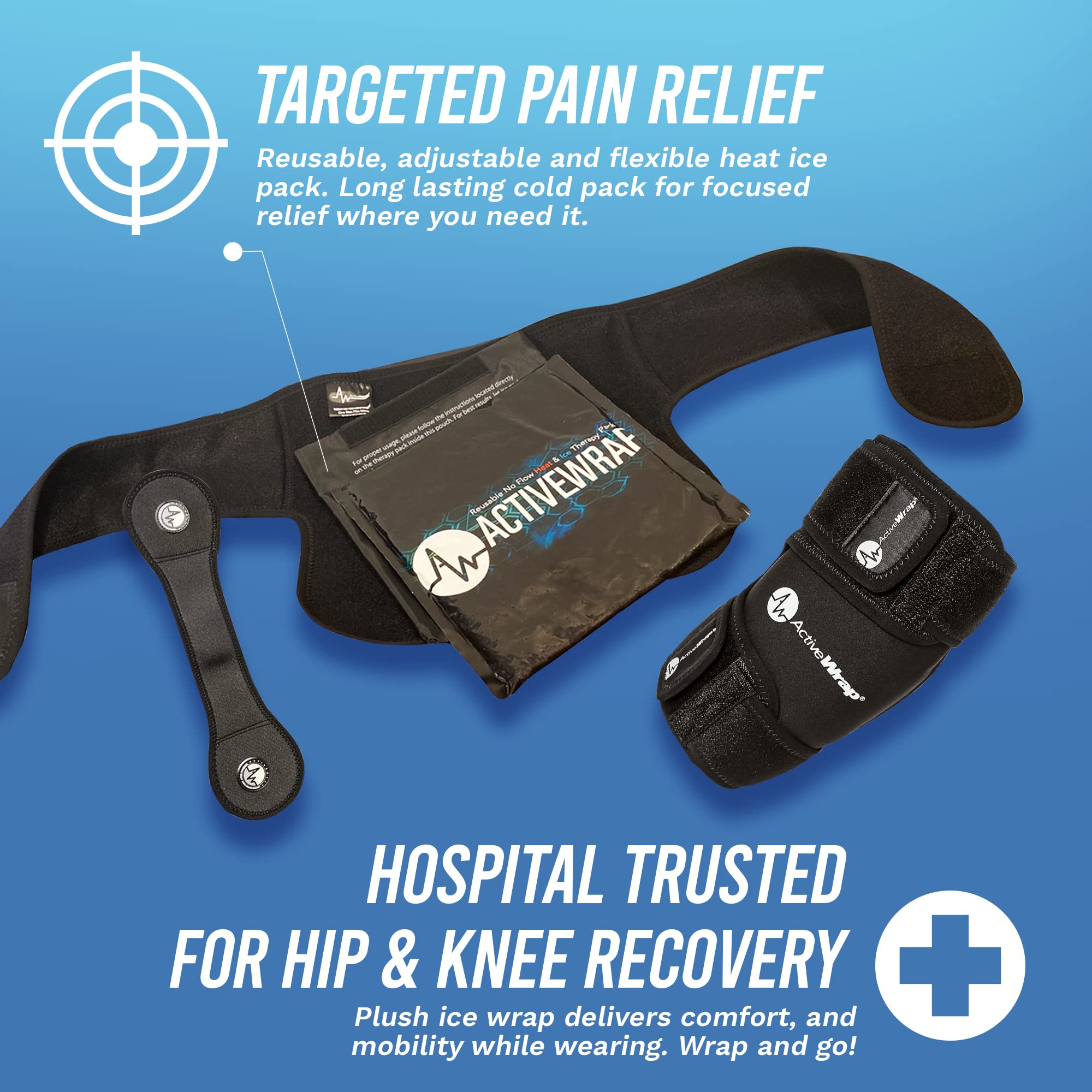 ActiveWrap Reusable Hot & Cold Therapy Hip and Knee Ice Pack Wrap - Small/Medium for Pain Relief, ACL Injuries, Post-Surgery Recovery - Perfect for Athletes, Arthritis Sufferers & Physical Therapy