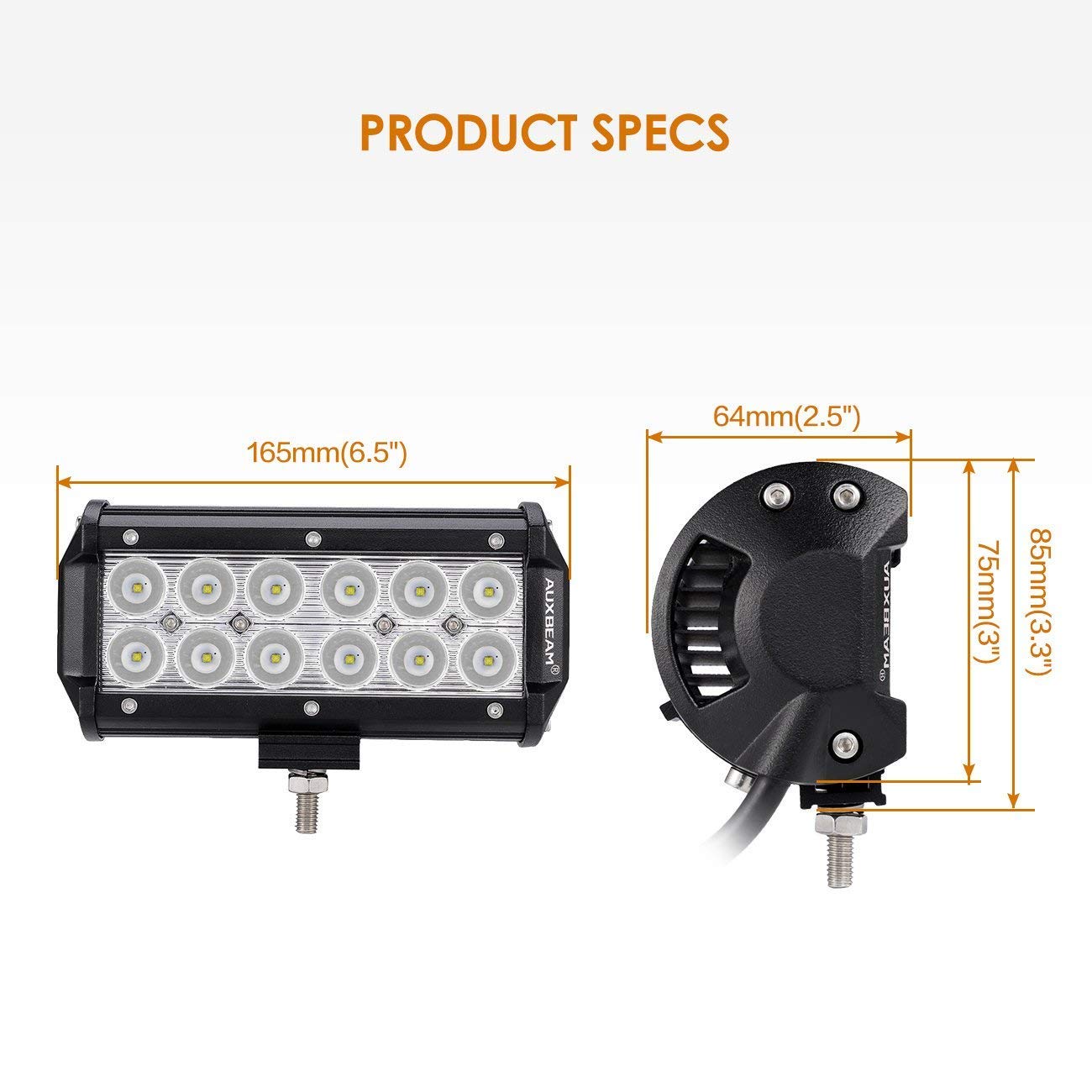 Auxbeam 7 Inch LED Light Bar 2 Pack with 6 Gang Switch Panel Kit - Blue LED Off-Road Lights for Trucks, Jeeps, ATVs & UTVs - Waterproof Spot & Flood Combo Beam for Night Driving, Camping & Outdoor Adventures
