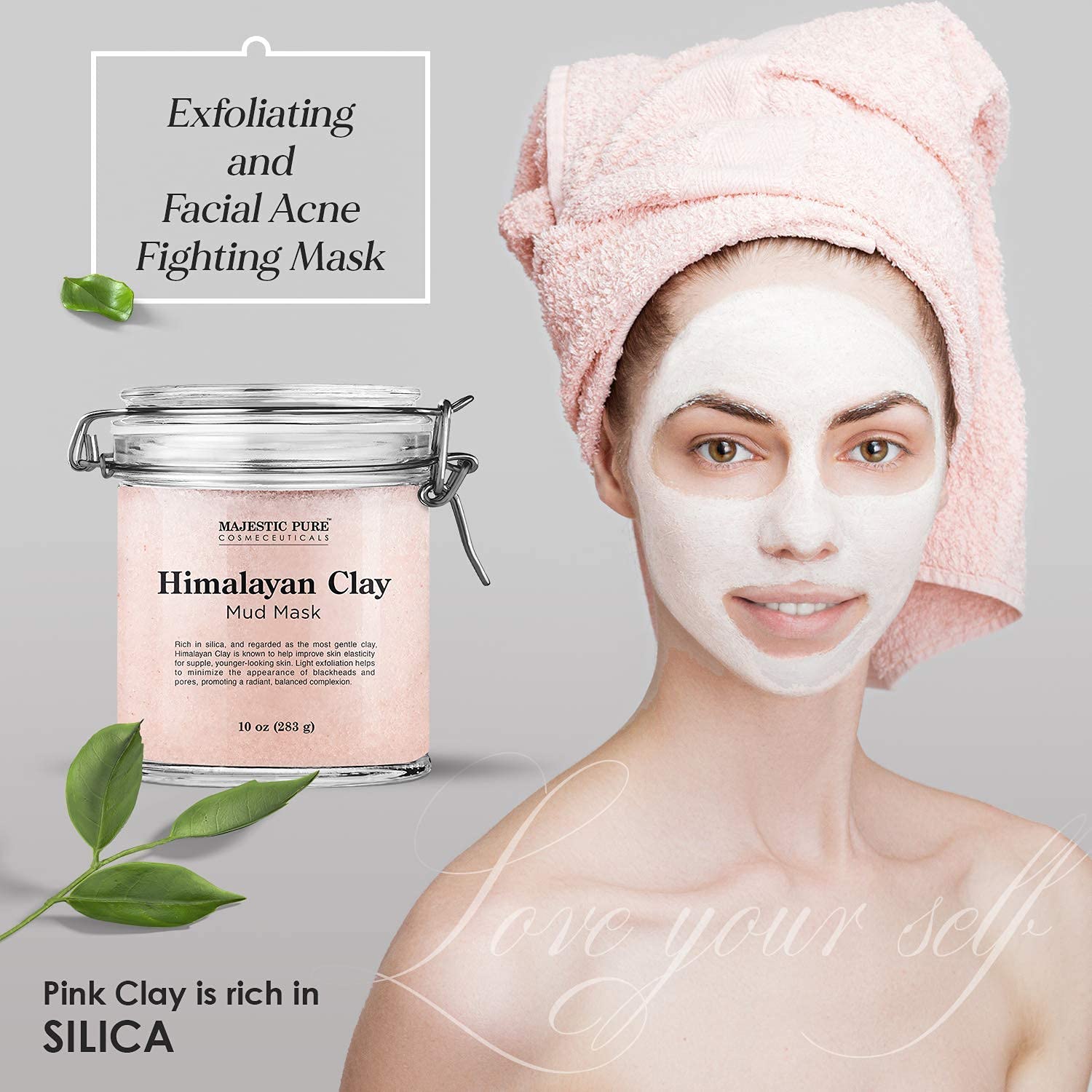 Majestic Pure Dead Sea Mud Mask & Himalayan Clay Mask Bundle - Natural Skin Care for Women & Men - Deep Cleansing, Detoxifying & Pore Minimizing for Glowing Skin - Perfect for Spa Days & At-Home Self Care