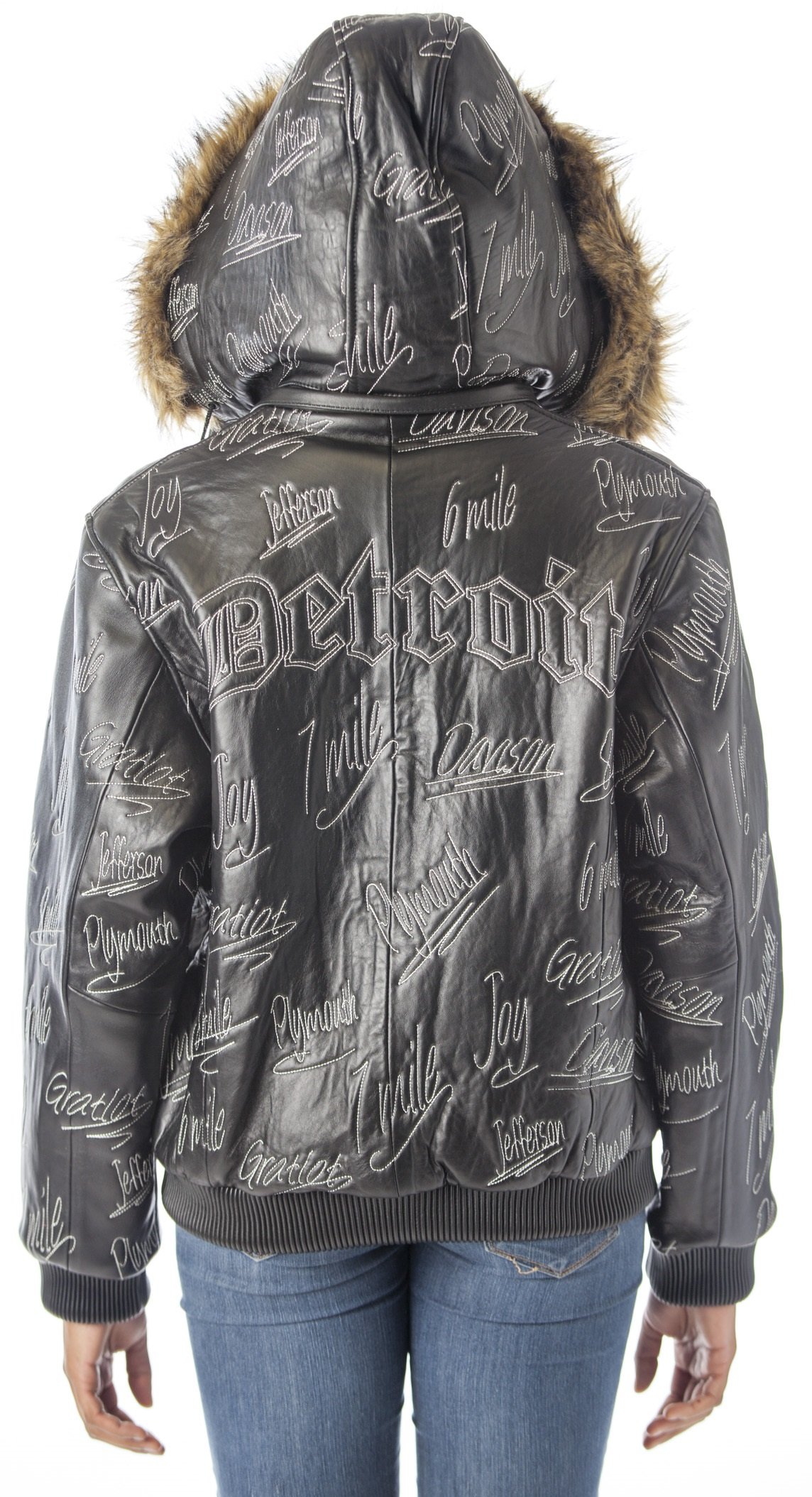 REED Women's Detroit Streets Leather Bomber Jacket with Removable Hood - Stylish Winter Coat for Casual Outings & Motorcycle Riding