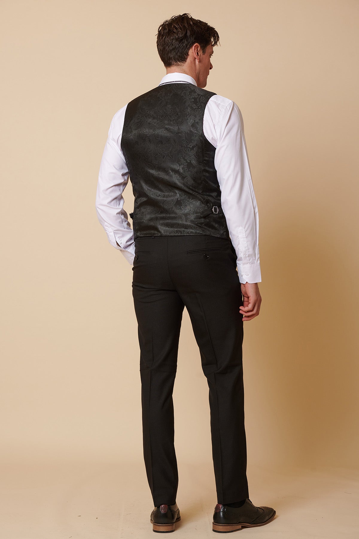 DANNY Men's Black Single Breasted Waistcoat Vest - Slim Fit Formal Wear for Weddings, Business & Special Occasions