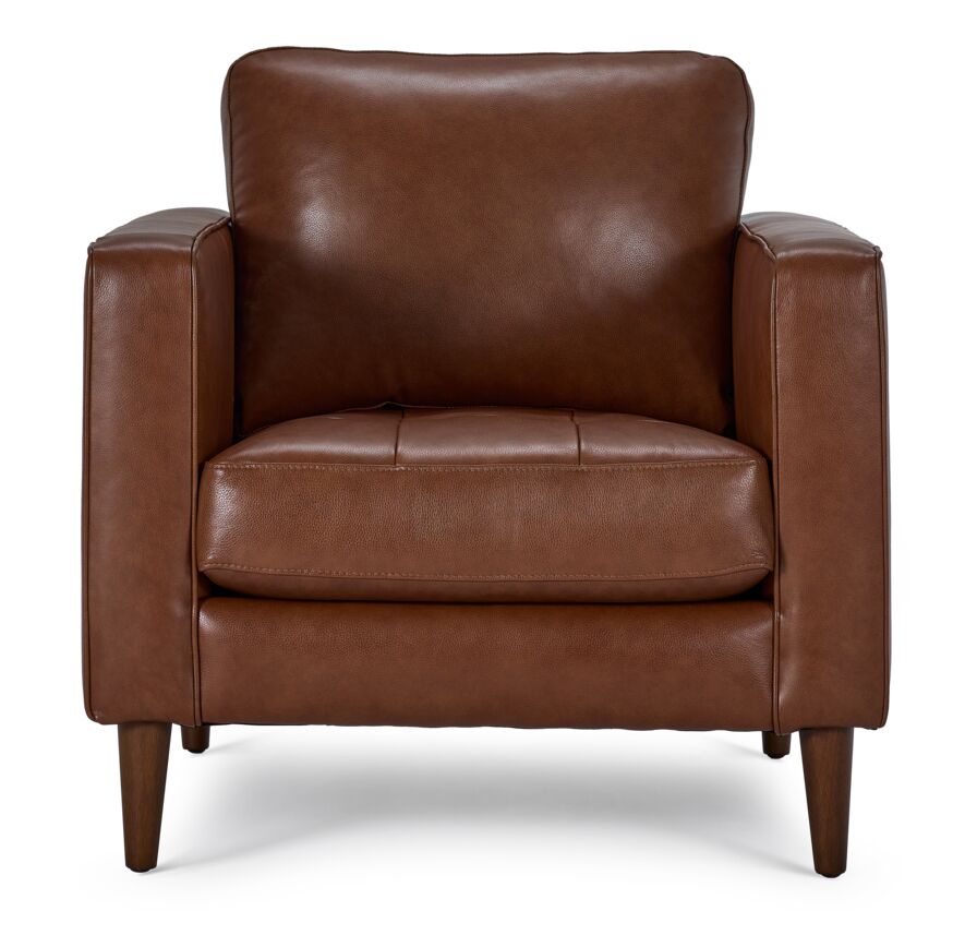 Premium Bari Leather Chair in Cobblestone - Genuine Leather Living Room Seating for Home Office, Lounge & Reading Nook - Modern Comfort Sofa for Adults