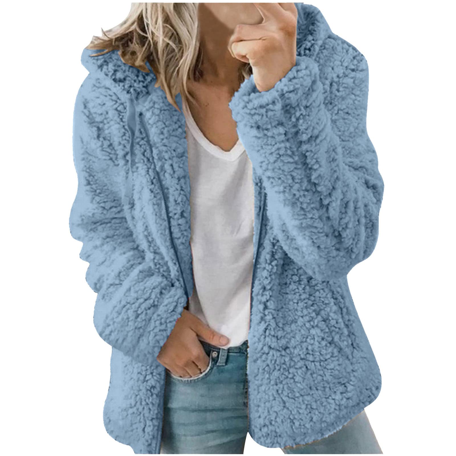 YRAETENM Women's Fleece Jacket - Warm Fuzzy Teddy Coat for Fall & Winter | Casual Outerwear for Daily Wear