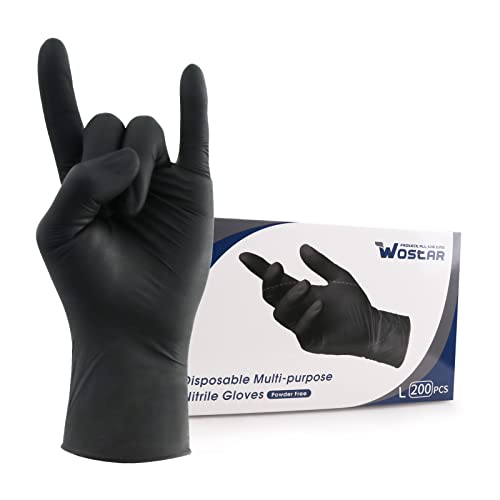 **Black Nitrile Disposable Gloves - Box of 200 (4mil) - Latex-Free, Powder-Free, Non-Sterile - Ideal for Medical, Tattoo, Cleaning & Food Handling**