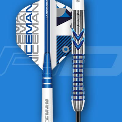 RED DRAGON Gerwyn Price Iceman Contour Professional Tungsten Darts Set with Flights and Stems - Premium Steel Tip Darts for Competitive Play & Home Practice