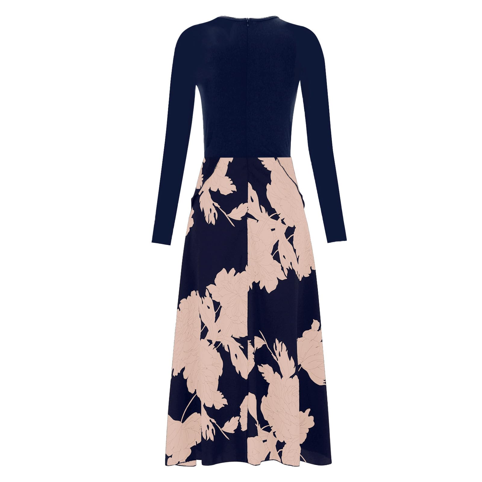 Elegant Long Sleeve Floral Maxi Dress for Women - 2024 Wedding Guest Cocktail Dress with Crewneck & Ruffle Details | Perfect for Garden Parties, Bridal Showers & Formal Events