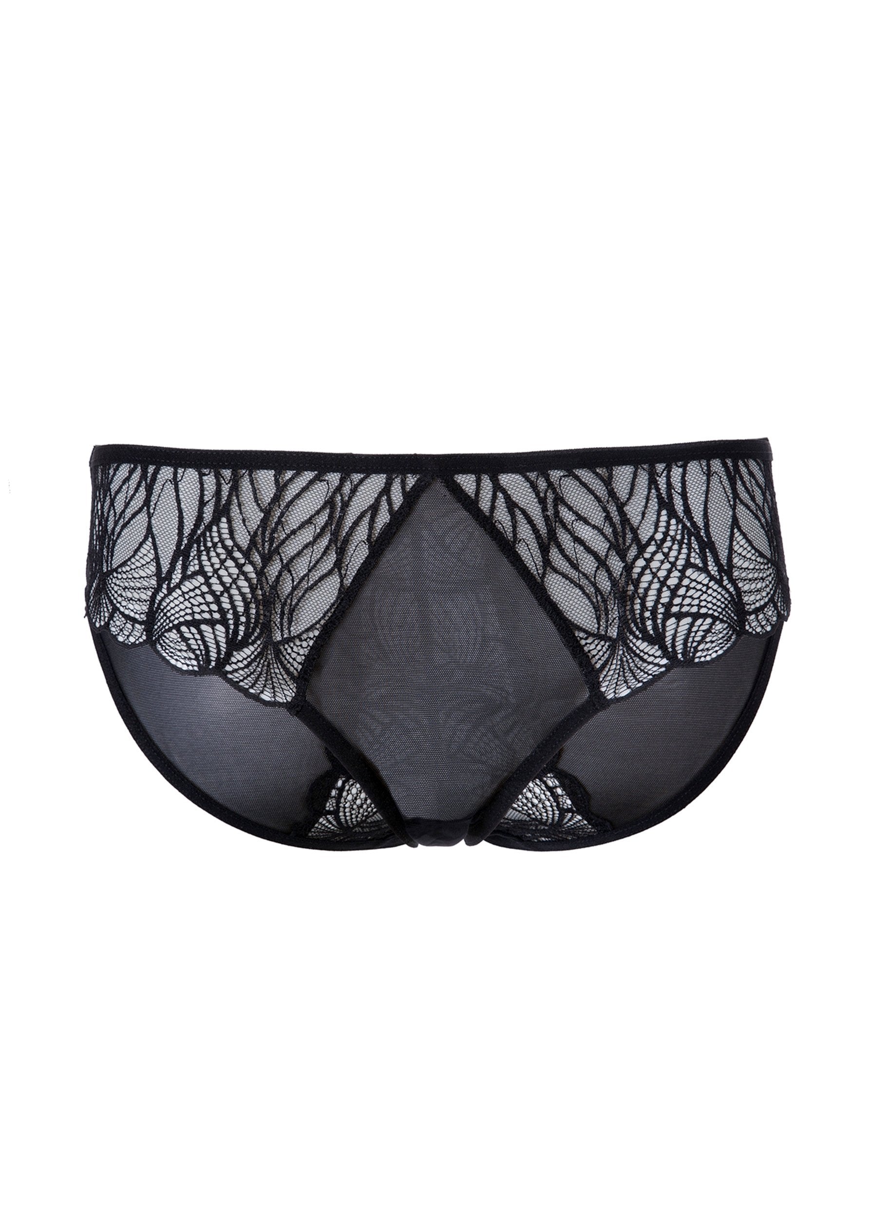 Emerson Black Lace and Mesh Brief - Sexy Lingerie for Women, Comfortable Underwear with Breathable Mesh Fabric - Perfect for Valentine's Day, Anniversary Gifts or Romantic Nights