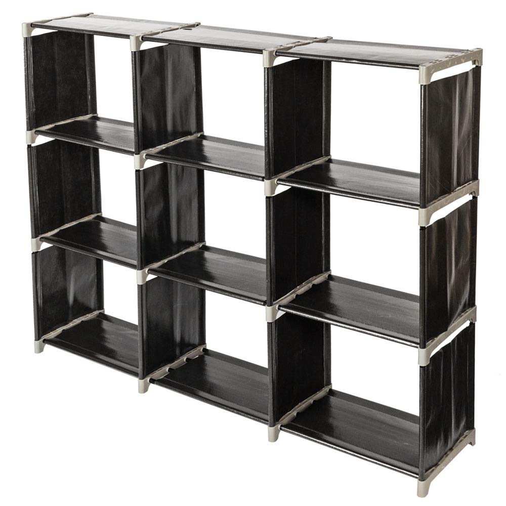 Modular Cube Storage Organizer - 9 Compartment DIY Closet Shelf Unit for Bedroom, Living Room & Office (Black, 3-Tier) - Perfect for Closet Organization, Book Storage & Home Decor