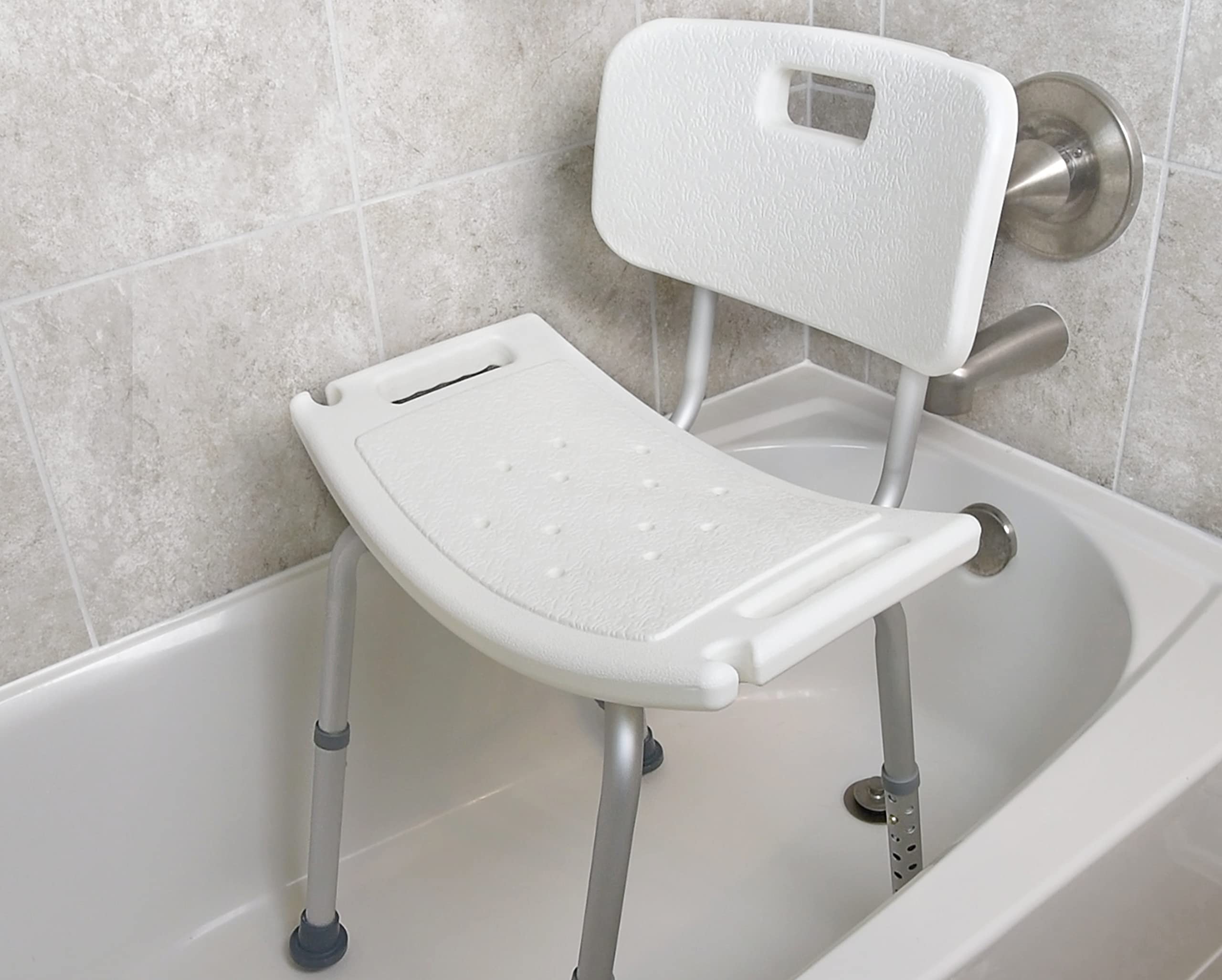 Vaunn Medical Adjustable Shower Chair with Patented Height Adjustable Toilet Safety Rail - Bathroom Safety Equipment for Elderly & Disabled - Non-Slip Shower Seat & Handicap Toilet Rail for Home Care & Assisted Living