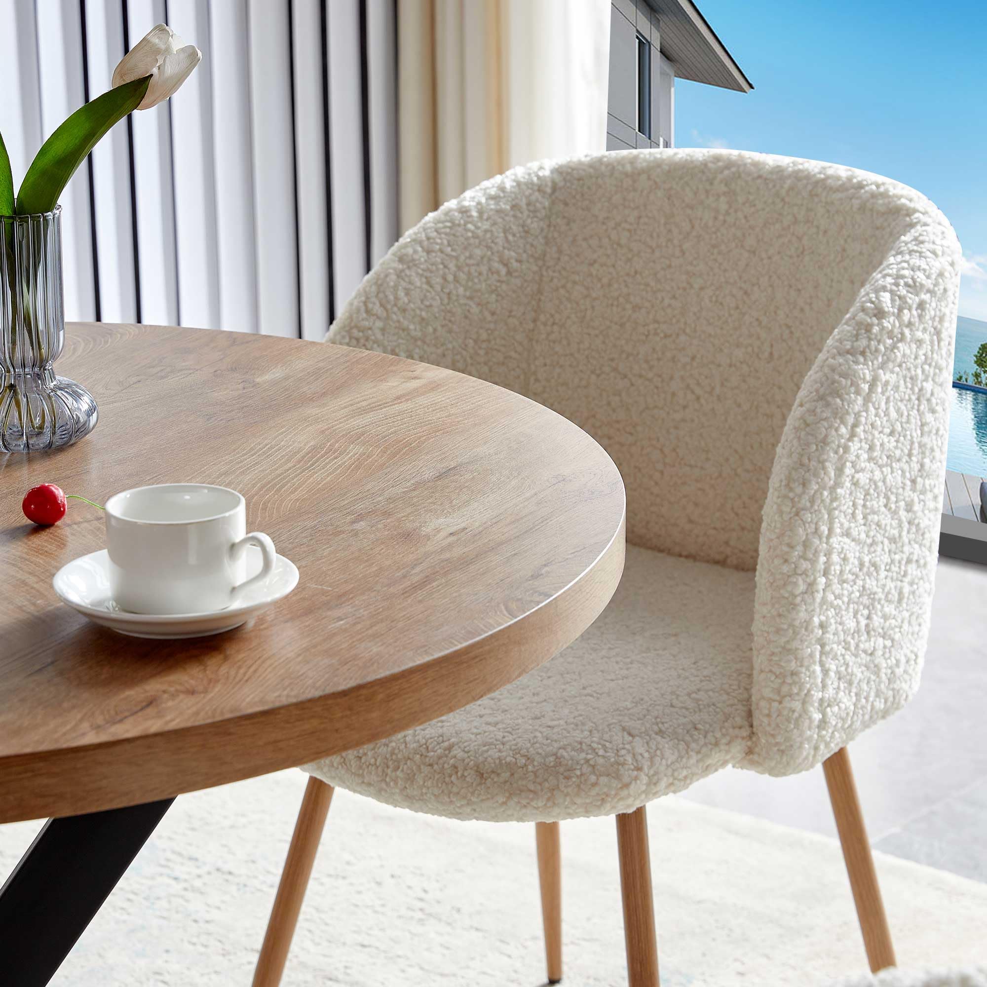 3-Piece Round Dining Table Set for 2 - Thick Wood-Look Tabletop & 2 Padded Armchairs - Kitchen & Small Space Furniture - Perfect for Apartments, Breakfast Nooks & Cozy Restaurants