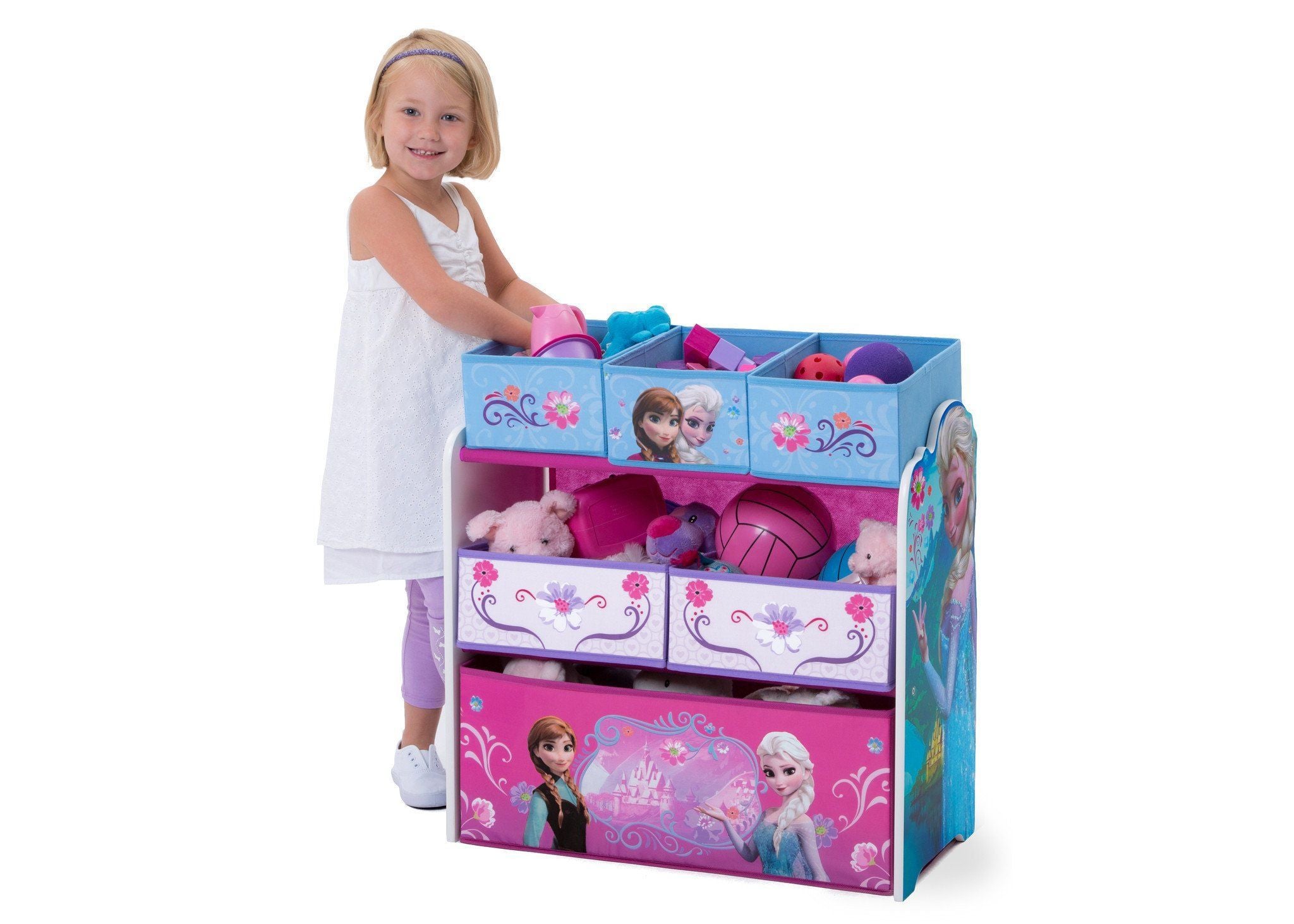 Frozen Multi Bin Toy Organizer - Kids Room Storage Solution for Toys, Books & Crafts - Perfect for Playrooms, Bedrooms & Daycare Centers