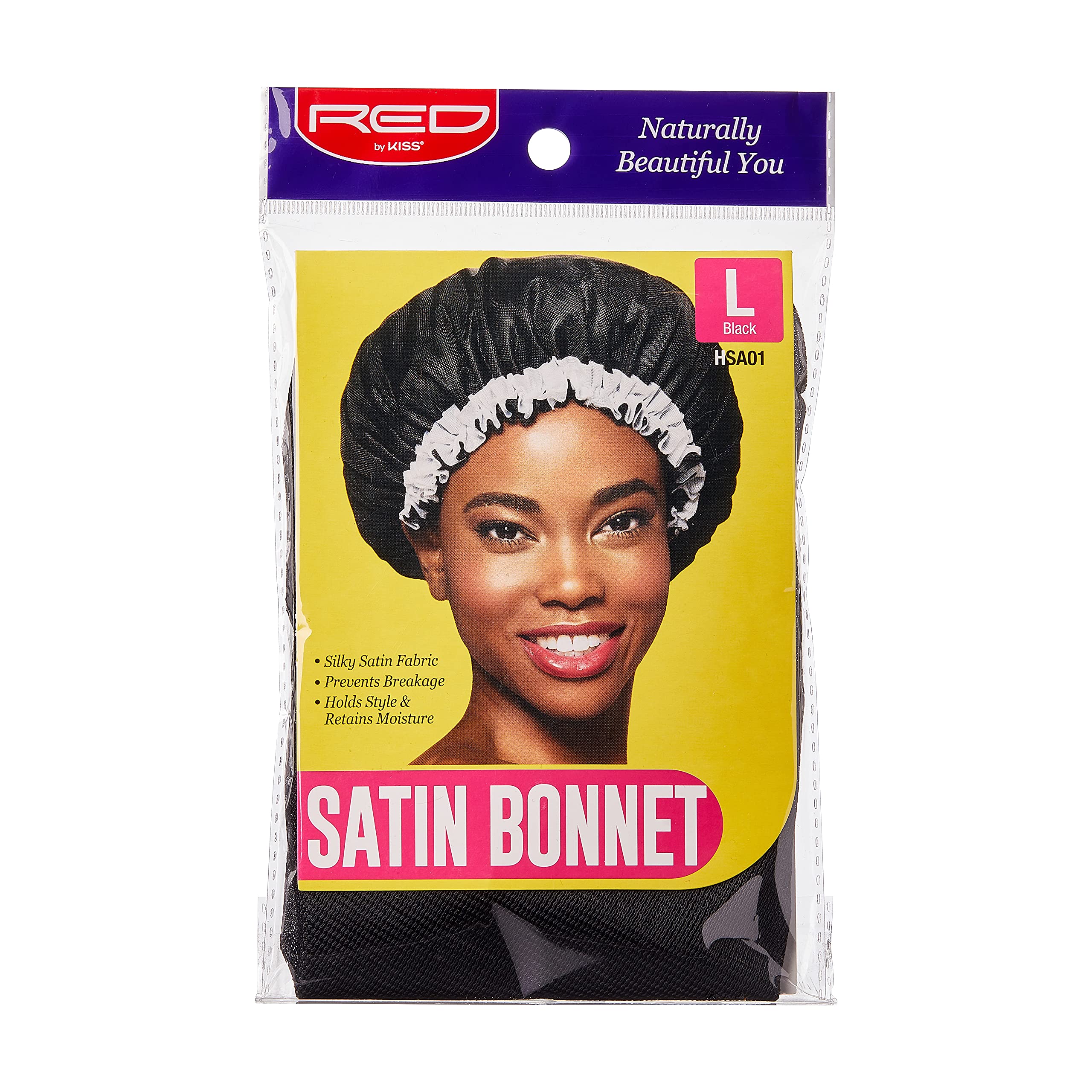 Red by Kiss Satin Bonnet for Black Hair - Wide Band Sleep Cap for Women | Nighttime Hair Protection & Styling