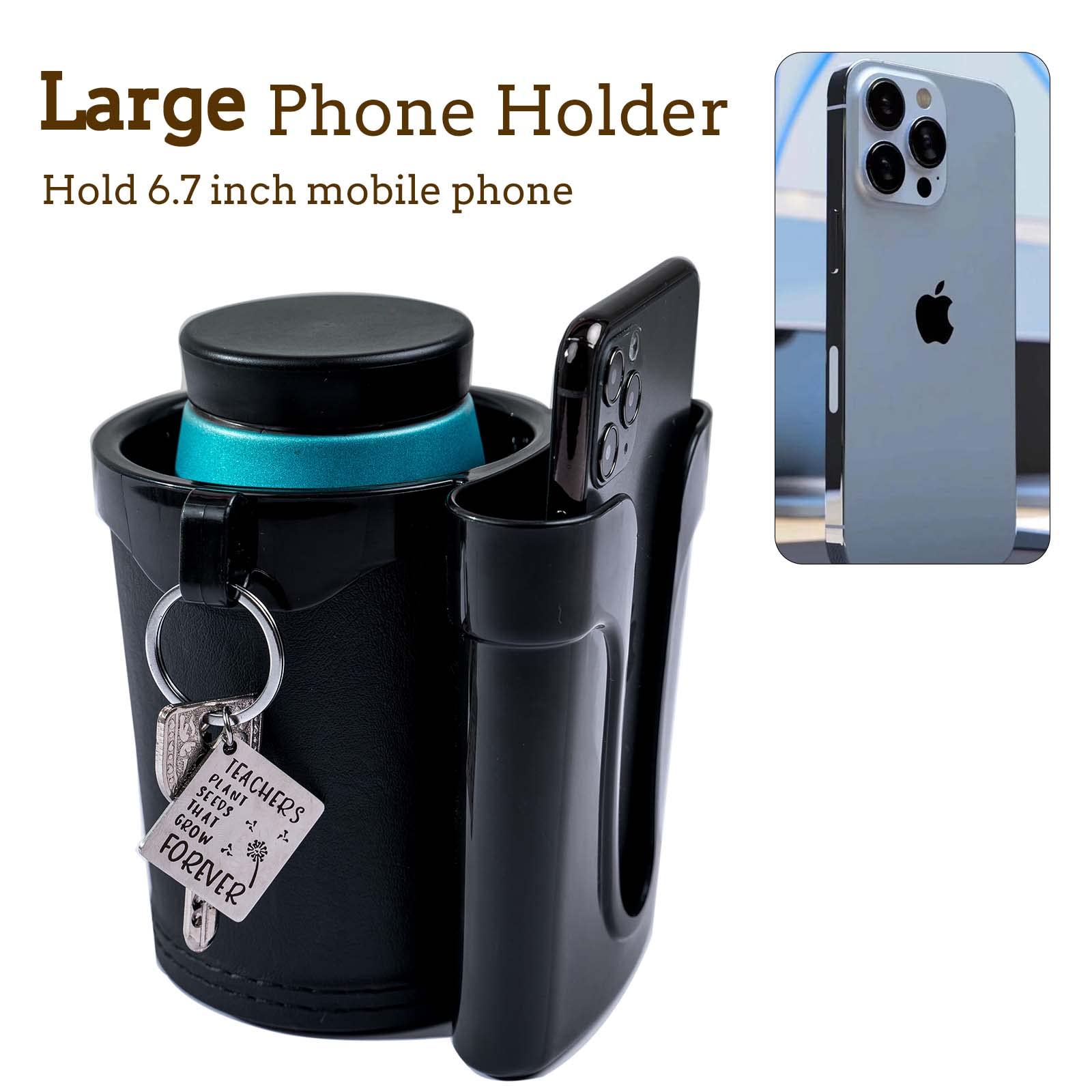 Black Bike Cup Holder with Phone & Key Holder - Universal Handlebar Mount for Bicycle, Motorcycle, Scooter & Boat - Perfect for Commuting, Outdoor Adventures & Water Sports