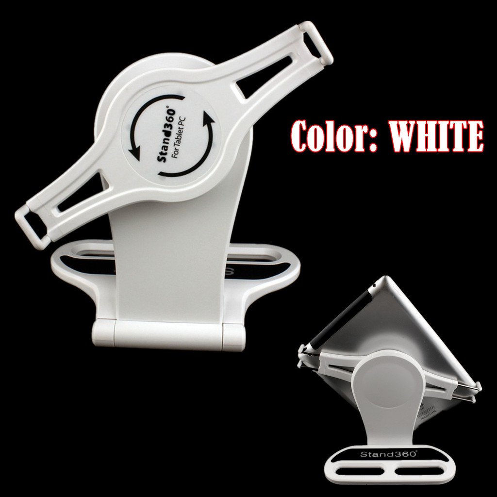 Kastar 360° Swivel Rotating Tablet Stand Holder with Collapsible Base - Universal Adjustable Desktop Stand for iPad 1/2/3/4, iPad Mini, iPad Air, Samsung Galaxy & 7-10 Inch Tablets (White) | Perfect for Home Office, Bedroom, Kitchen & Travel Use