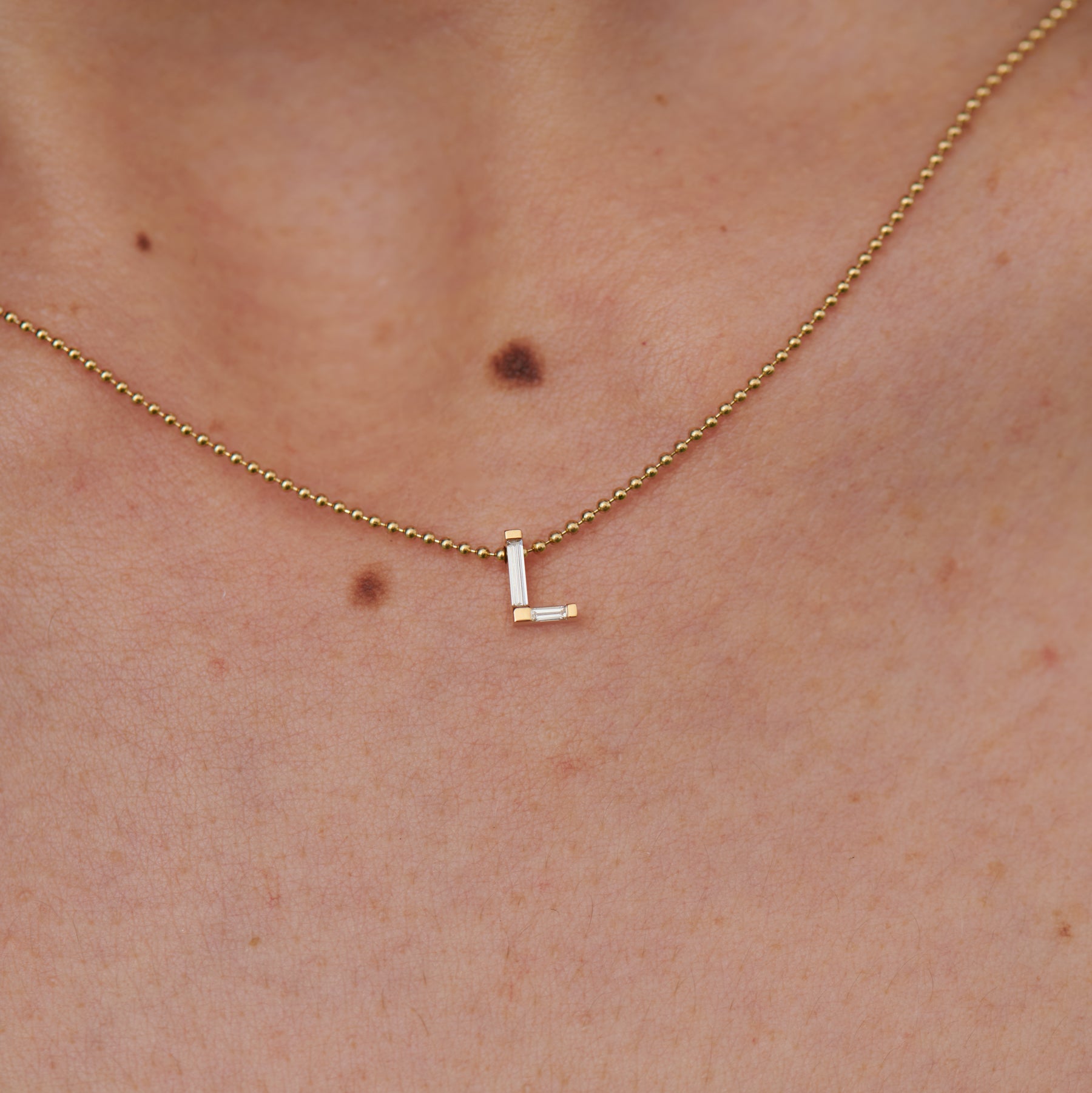 Personalized Initial Necklace with Baguette Diamonds - Custom Name Letter Pendant Jewelry for Women, Gift for Her, Birthday, Anniversary, Valentine's Day