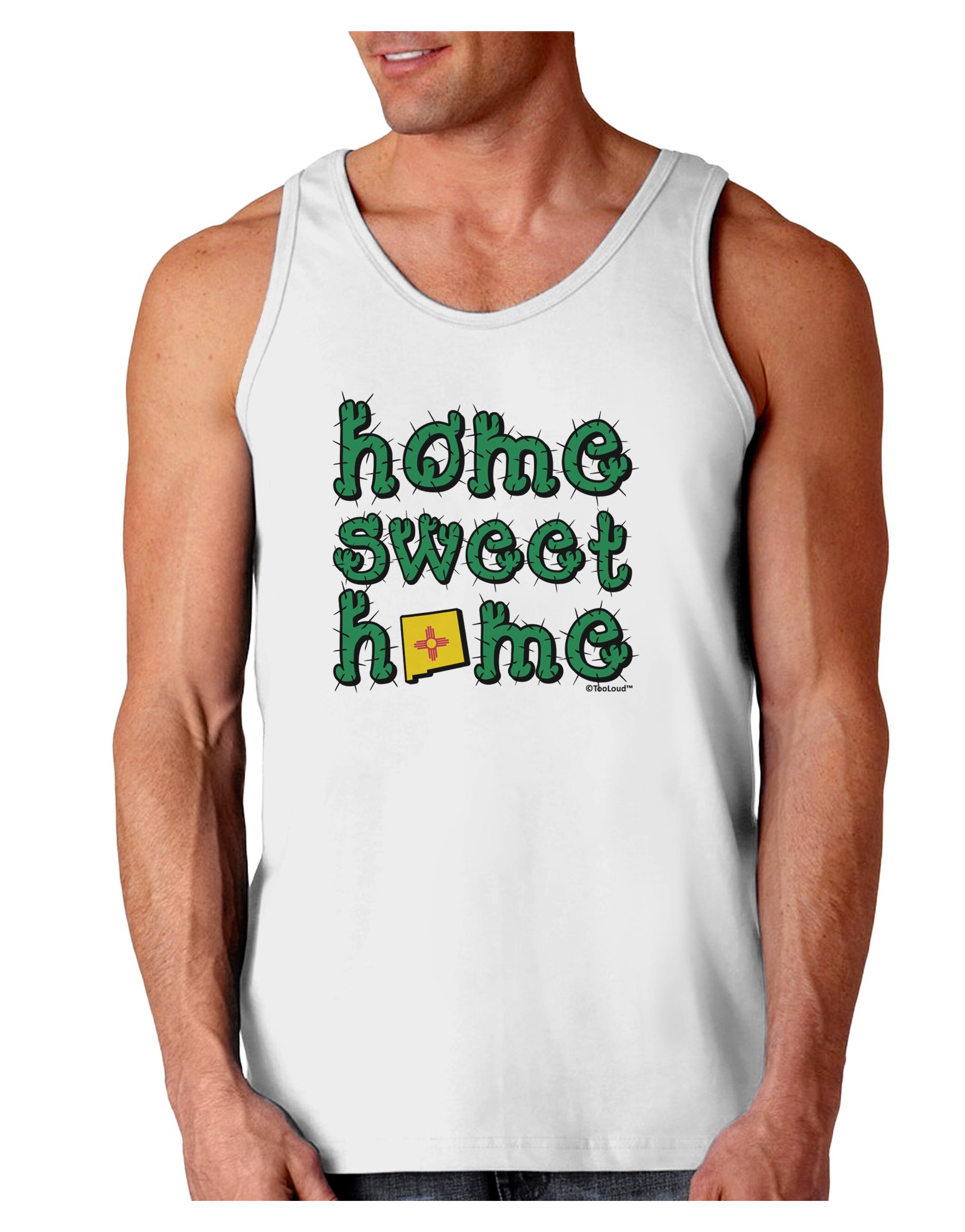 TOOLOUD New Mexico Flag & Cactus Print Loose Tank Top - Women's Casual Summer Graphic Tee for Beach, Music Festivals & Vacation Outfits
