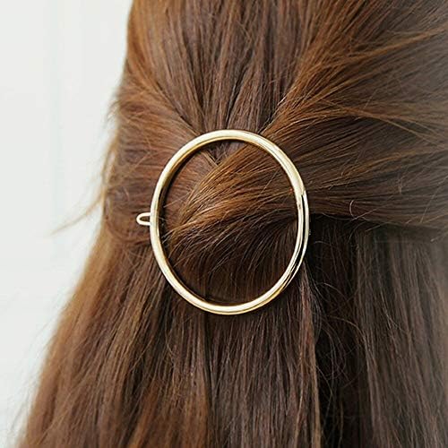 FIMBUL Gold Minimalist Hair Clips - Dainty Feather Hollow Geometric Barrettes for Women & Girls (6Pcs) - Perfect for Thick Hair Styling, Weddings & Everyday Elegance
