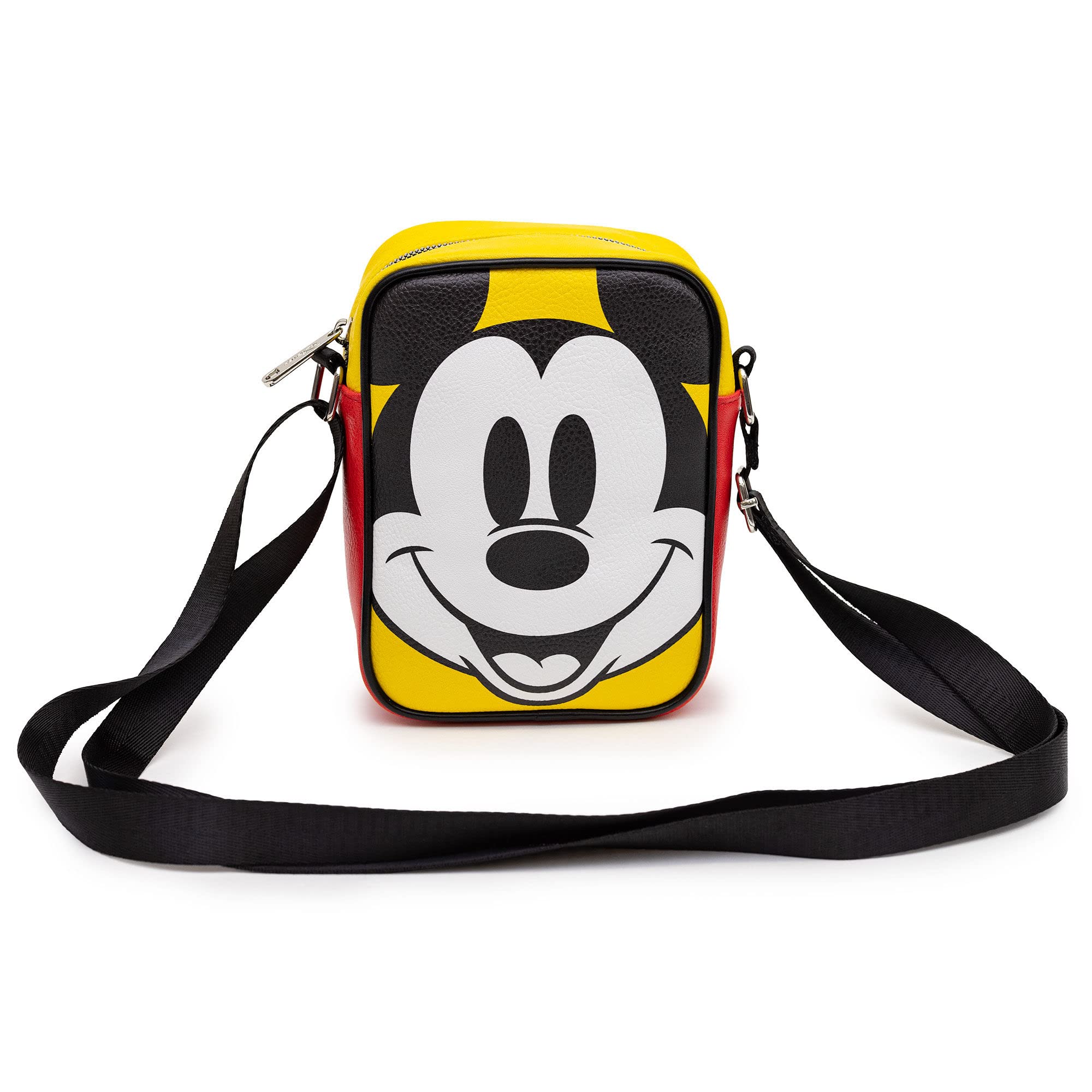 Disney Mickey Mouse Vegan Leather Crossbody Bag with Happy Face & Buttons Design - Perfect for Theme Parks, Travel & Everyday Use