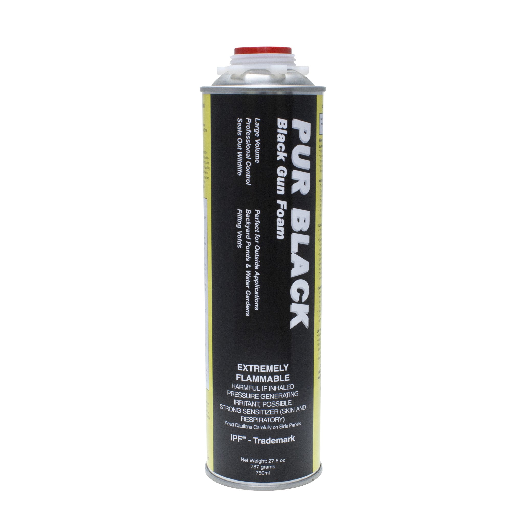 PUR BLACK Black Gun Foam 12 Pack (25 oz Cans) - High Density Insulation Foam for Construction, Sealing, and Soundproofing Projects
