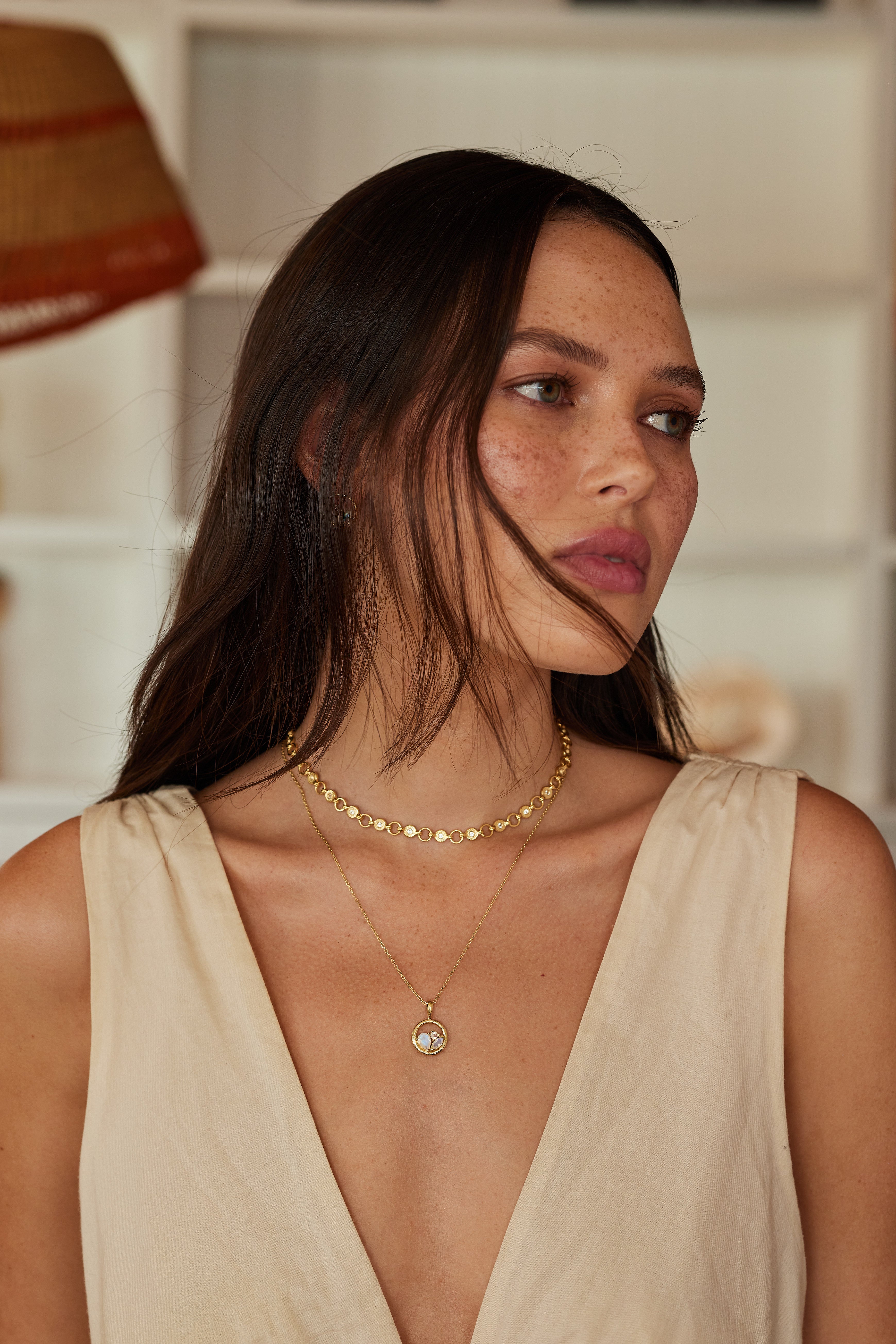 Ellipse Topaz Gold Necklace for Women - 14K Solid Gold Pendant with Genuine Blue Topaz Gemstone - Elegant Jewelry Gift for Birthday, Anniversary & Special Occasions