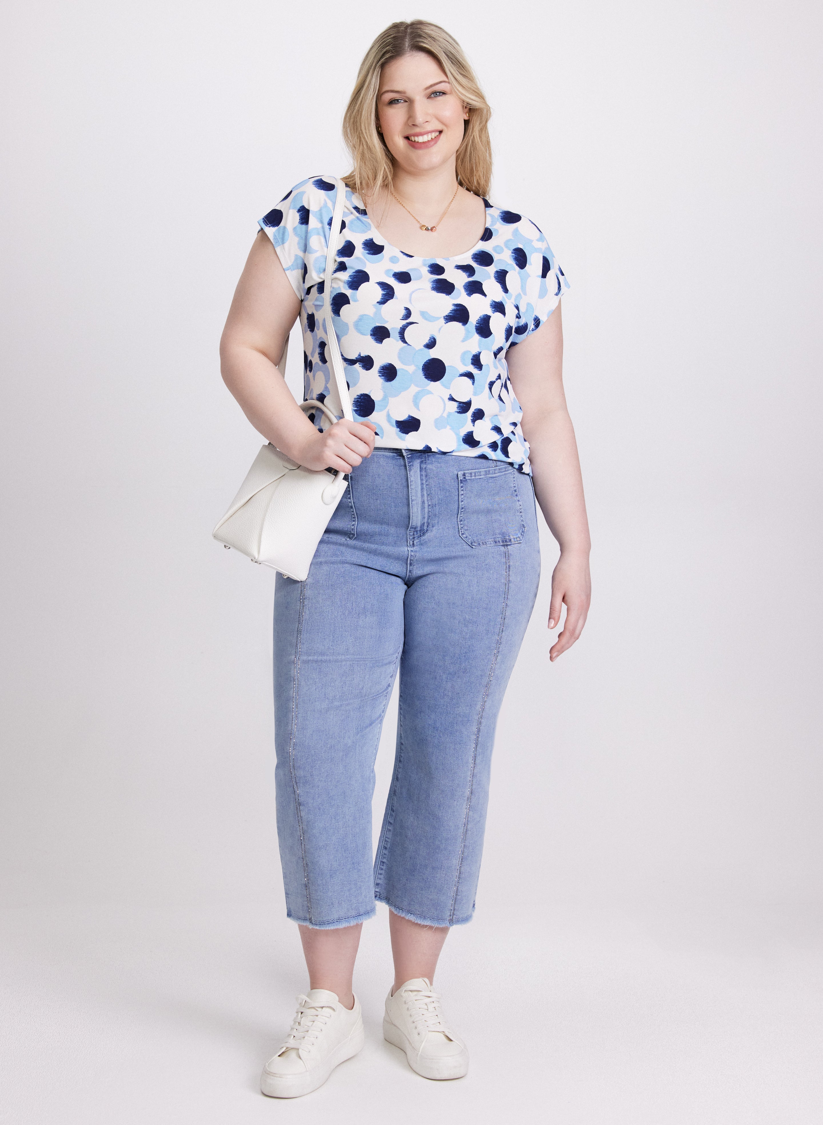 Stylish Abstract Dot Print Top for Women - Trendy Blouse for Casual Outings, Office Wear & Date Nights