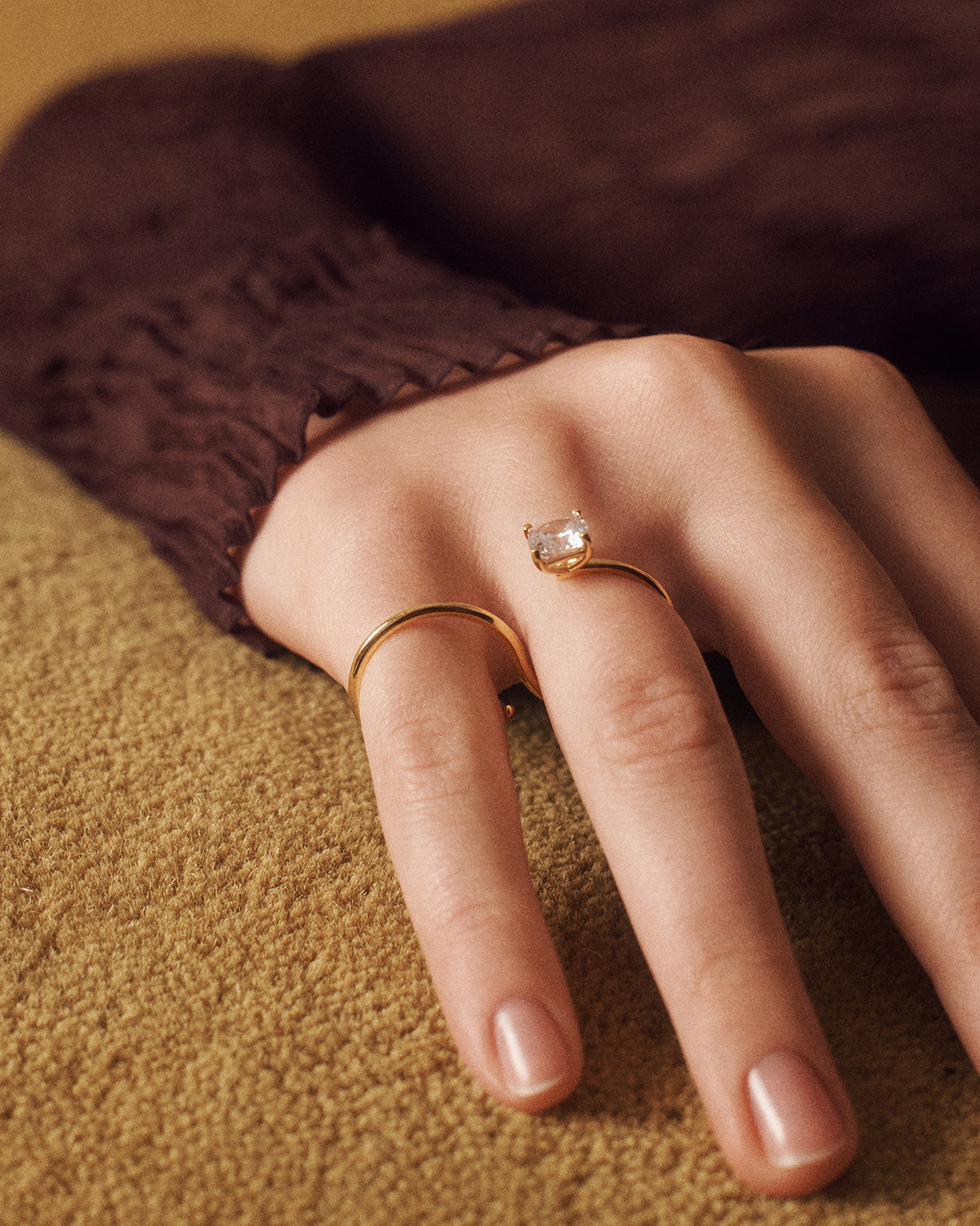 GRID 5 Sofia Two Finger Ring for Women - Minimalist Stackable Ring Set - Perfect for Everyday Wear, Layering & Special Occasions