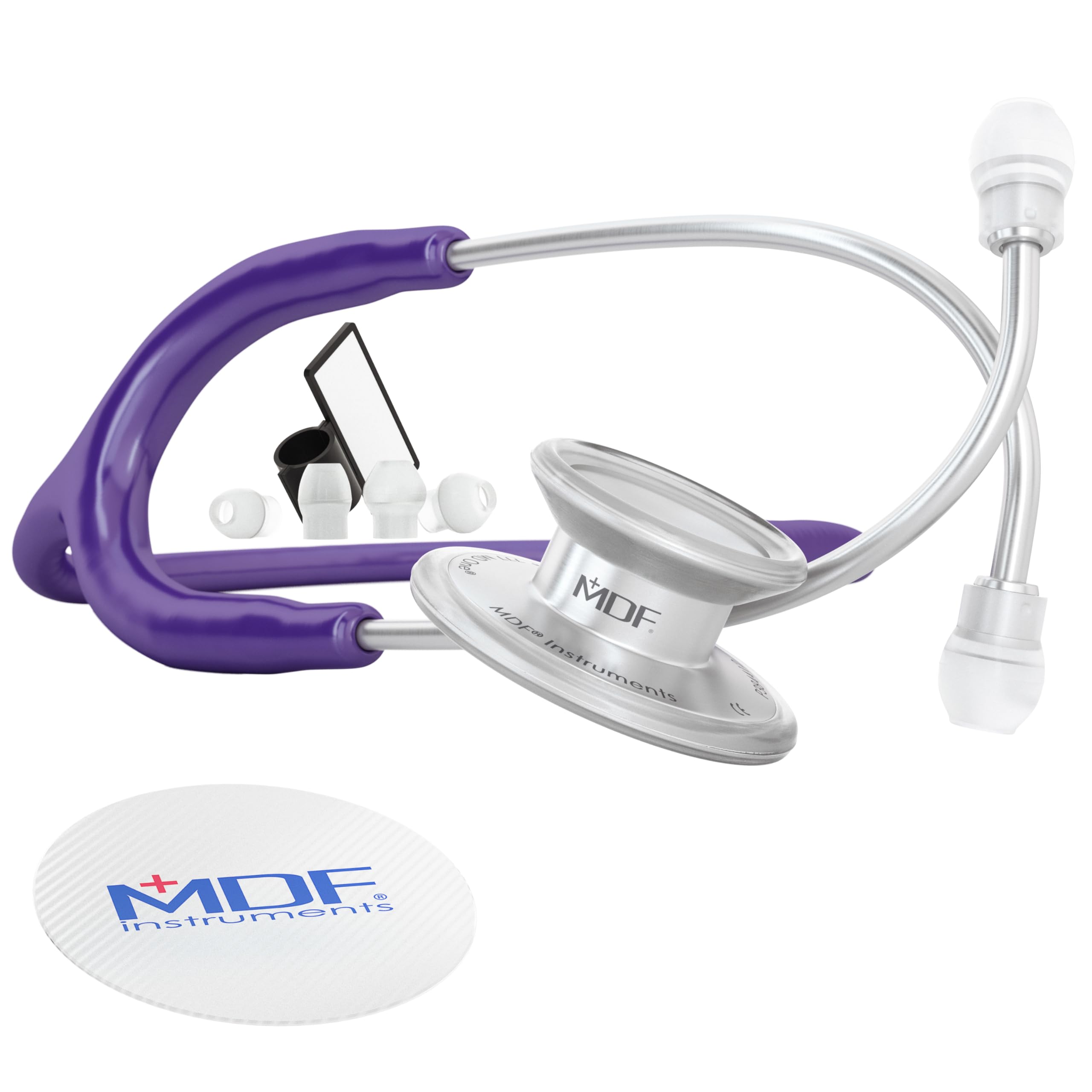 MDF MD One Stainless Steel Stethoscope for Adults - Purple Tube & Silver Chestpiece Headset (MDF77708) | Professional Medical Equipment for Doctors, Nurses & Healthcare Workers