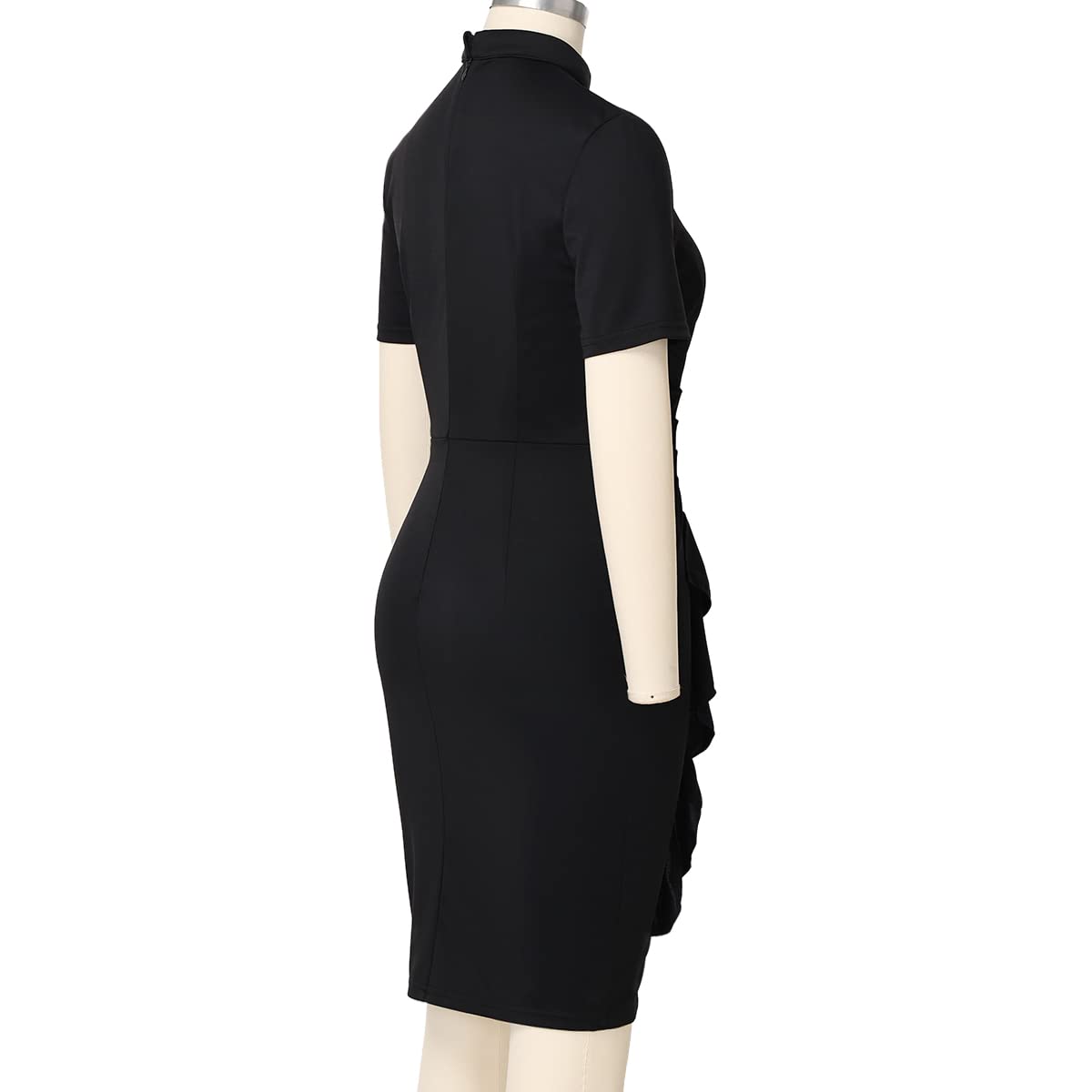 BLESSUME Women's Church Clergy Tab Collar Dress - Black Short Sleeve Pencil Dress for Mass & Church Services - Perfect for Sunday Worship, Communion & Formal Church Events