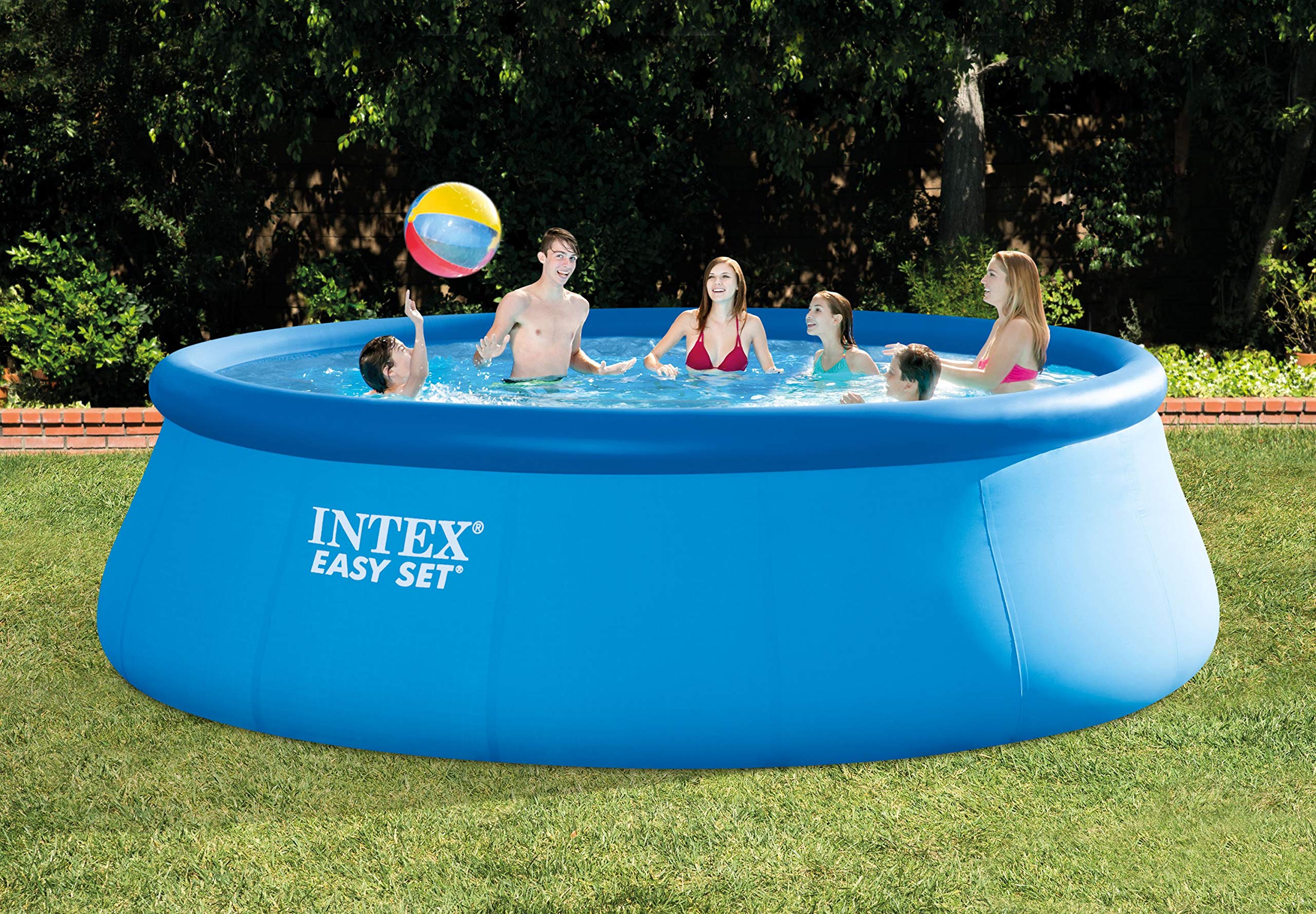 Intex Above Ground Swimming Pool Set with Ladder, Pump & 15' Pool Cover - Perfect for Backyard Summer Fun, Family Gatherings & Outdoor Relaxation