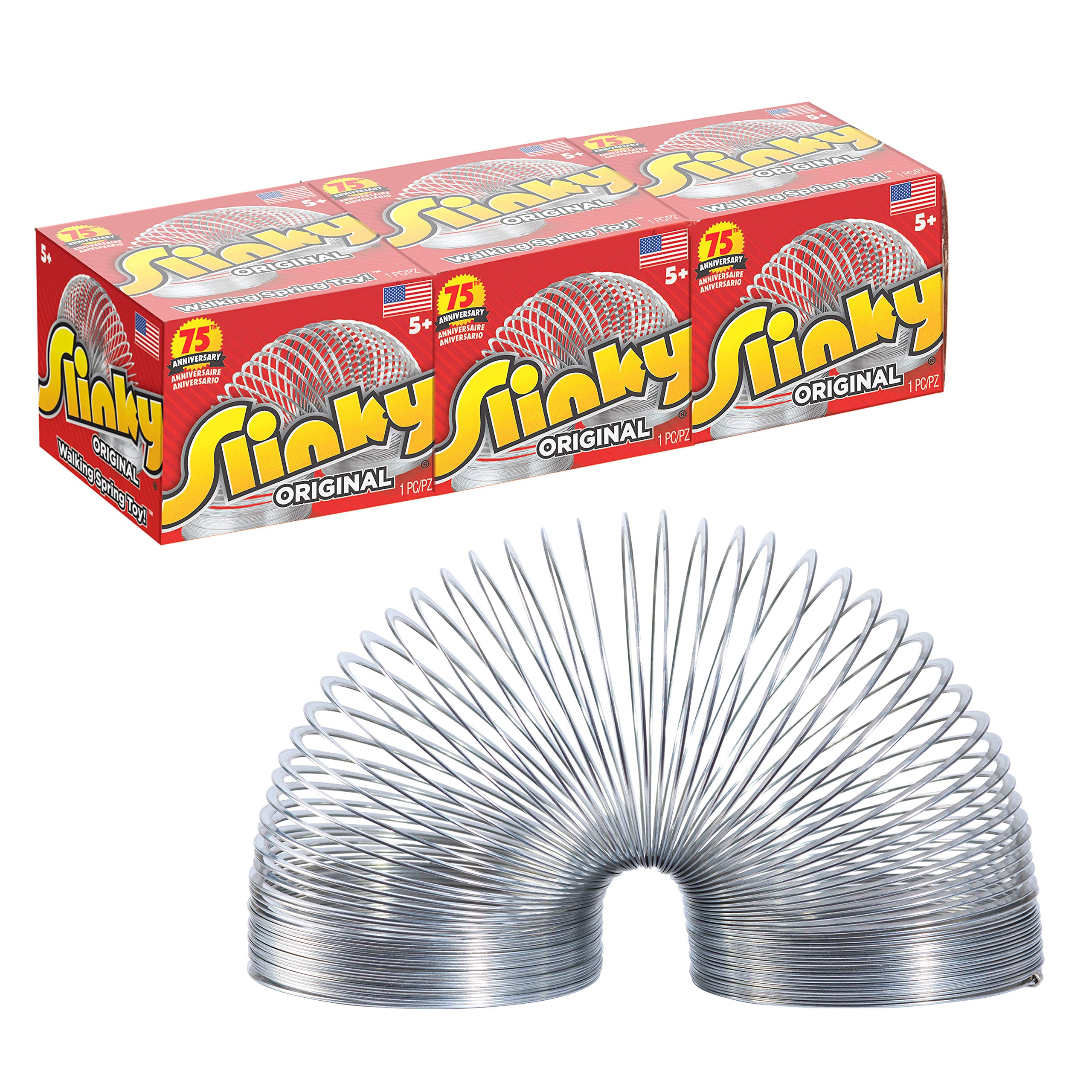 Original Slinky Walking Spring Toy - 3-Pack Metal Slinky for Kids & Adults, Fun Fidget Toys for Stress Relief, Party Favors & Unique Gifts for Ages 5+ | Great for Playtime, Office Desk & Travel Entertainment | Amazon Exclusive by Just Play
