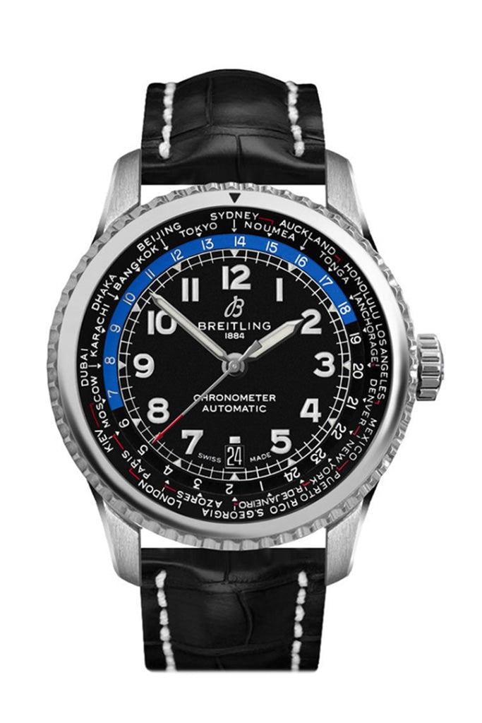 Breitling Navitimer 8 B35 43mm Automatic Unitime Watch - Black Crocodile Strap with Deployment Clasp - Model AB3521U41 B1P1 - Perfect for Business, Travel & Luxury Events