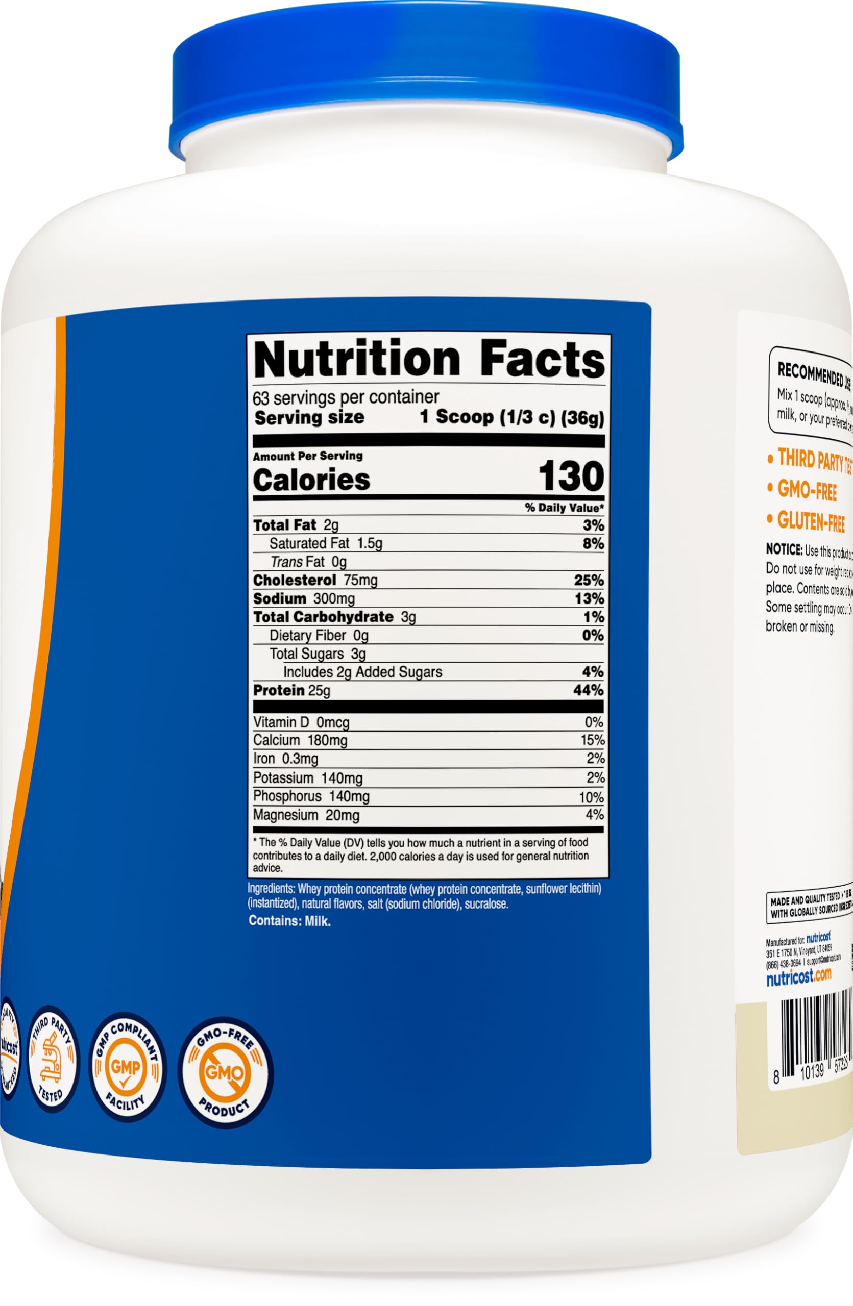Nutricost Vanilla Whey Protein Powder - 5lb Whey Protein Concentrate for Muscle Recovery & Post-Workout Nutrition | Gym Supplement for Athletes & Fitness Enthusiasts