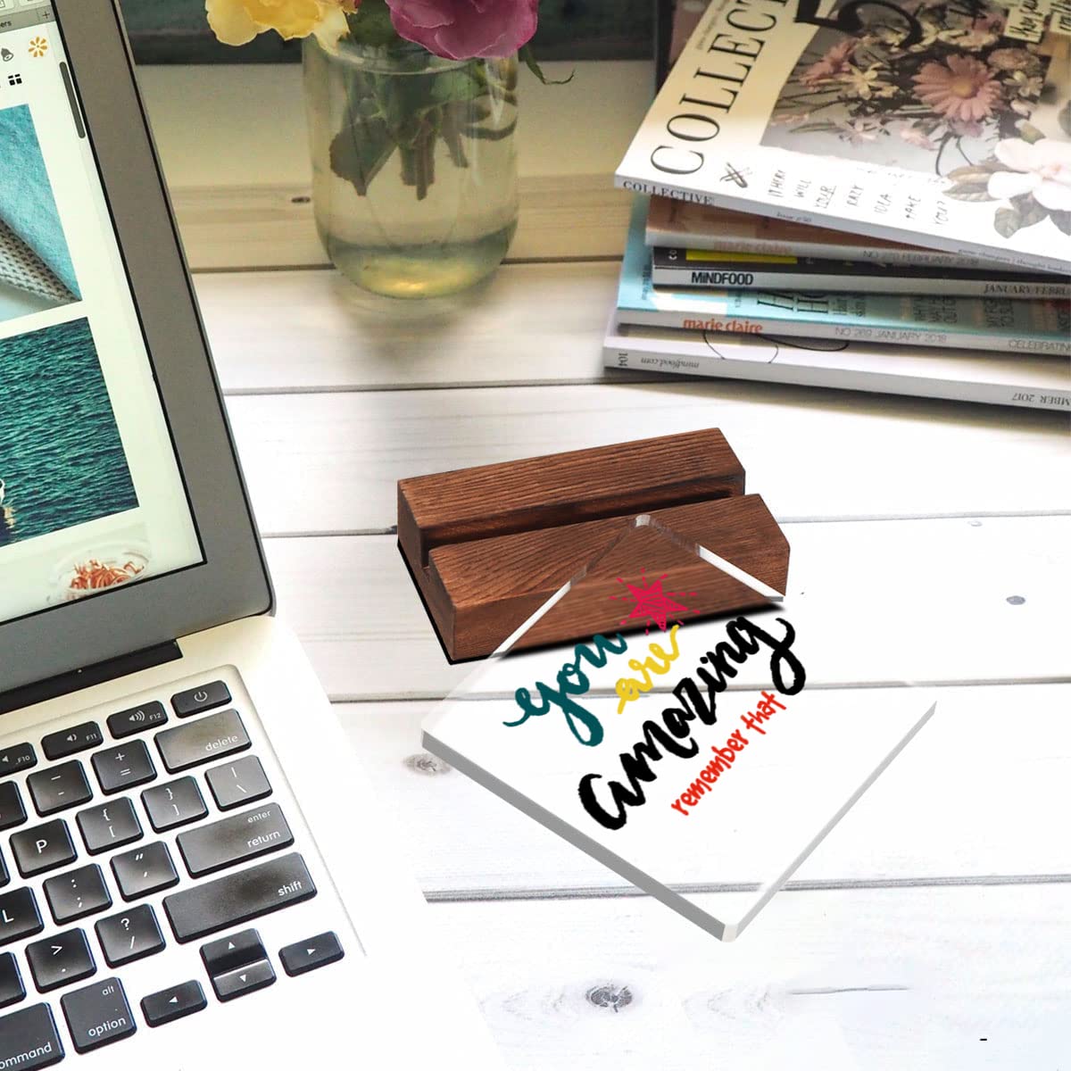 You Are Amazing Remember That - Clear Acrylic Motivational Desk Sign with Inspirational Quote - Encouragement Gift for Women, Best Friend & Coworker - Perfect for Office Decor, Birthday Gift & Daily Motivation