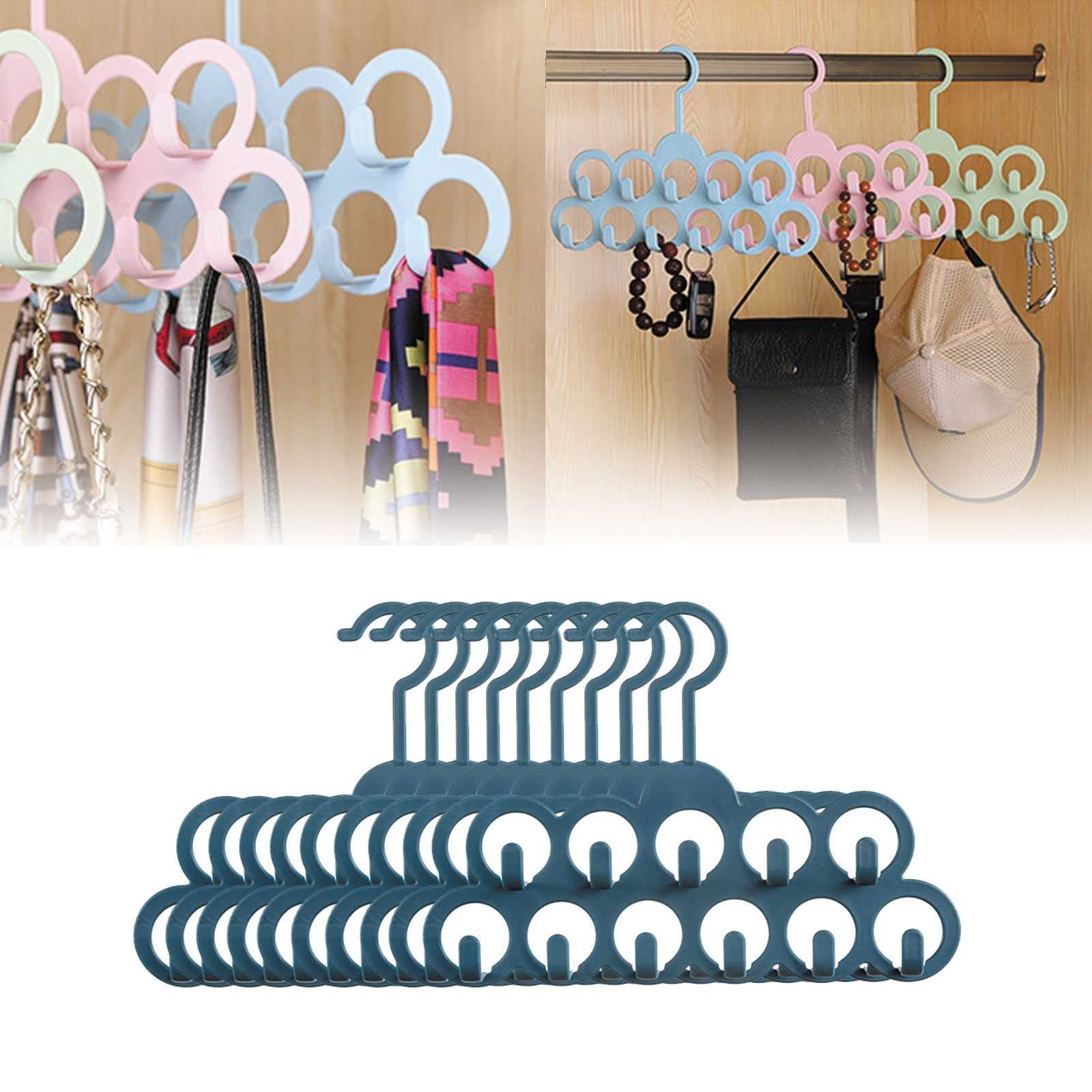Gigesute Non-Slip Scarf Hanger with 11 Loops - Multifunctional Closet Organizer for Scarves, Ties, Shawls & Belts | Space-Saving Storage Solution for Wardrobe, Closet & Travel Organization