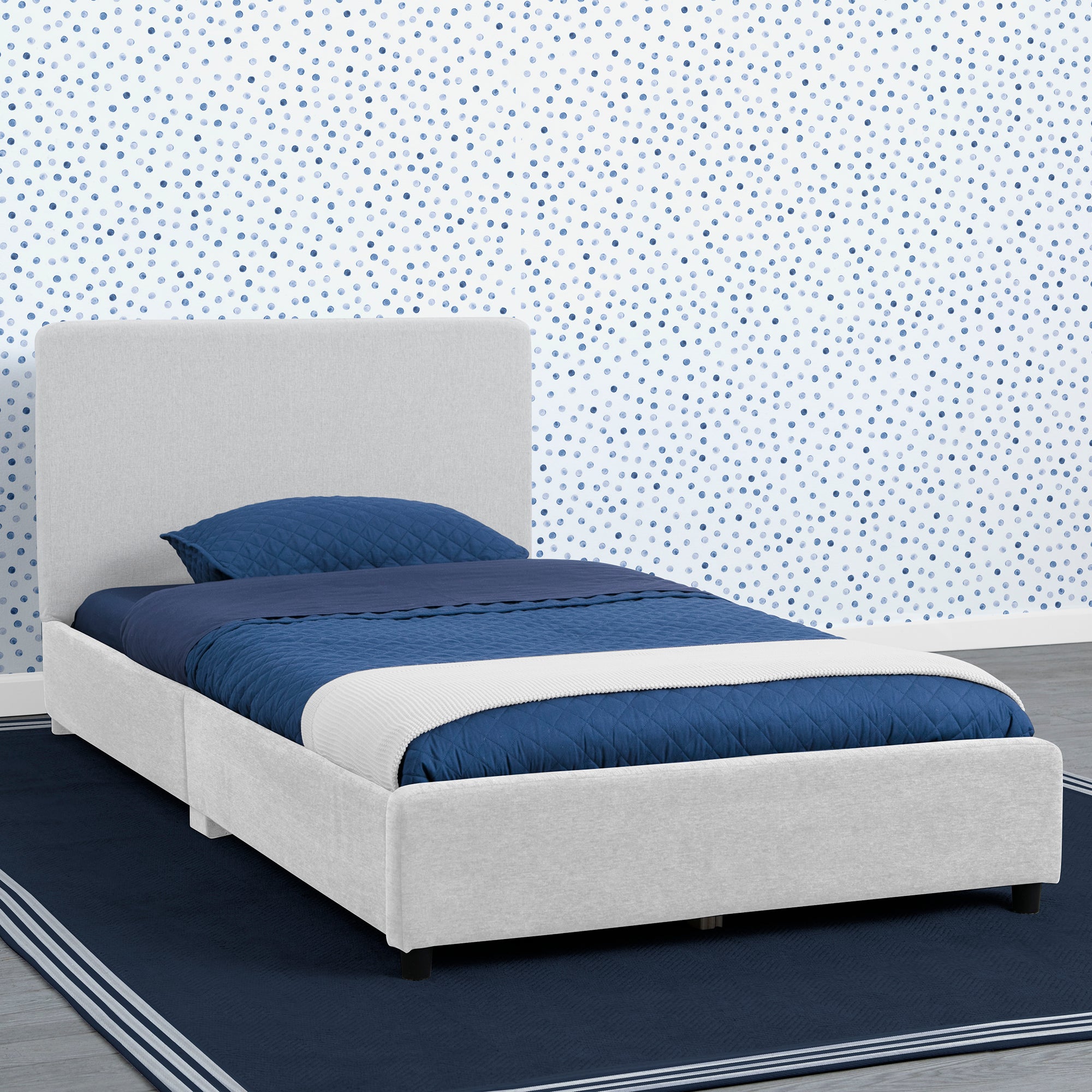 Upholstered Twin Bed with Headboard - Soft Fabric Bed Frame for Kids & Teens - Perfect for Bedrooms, Dorms & Guest Rooms