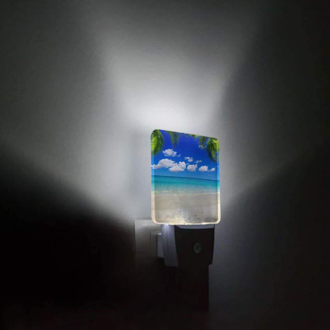 LED Night Light with Auto Sensor - Blue Ocean Skyline for Bedroom & Kids Room