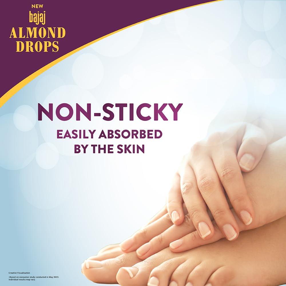 Bajaj Almond Drops Non-Sticky Body Lotion 400ml - Long Lasting Moisturizing Cream with Almond Oil & Vitamin E for Nourished, Smooth Skin - Perfect for Dry Skin Care & Daily Hydration