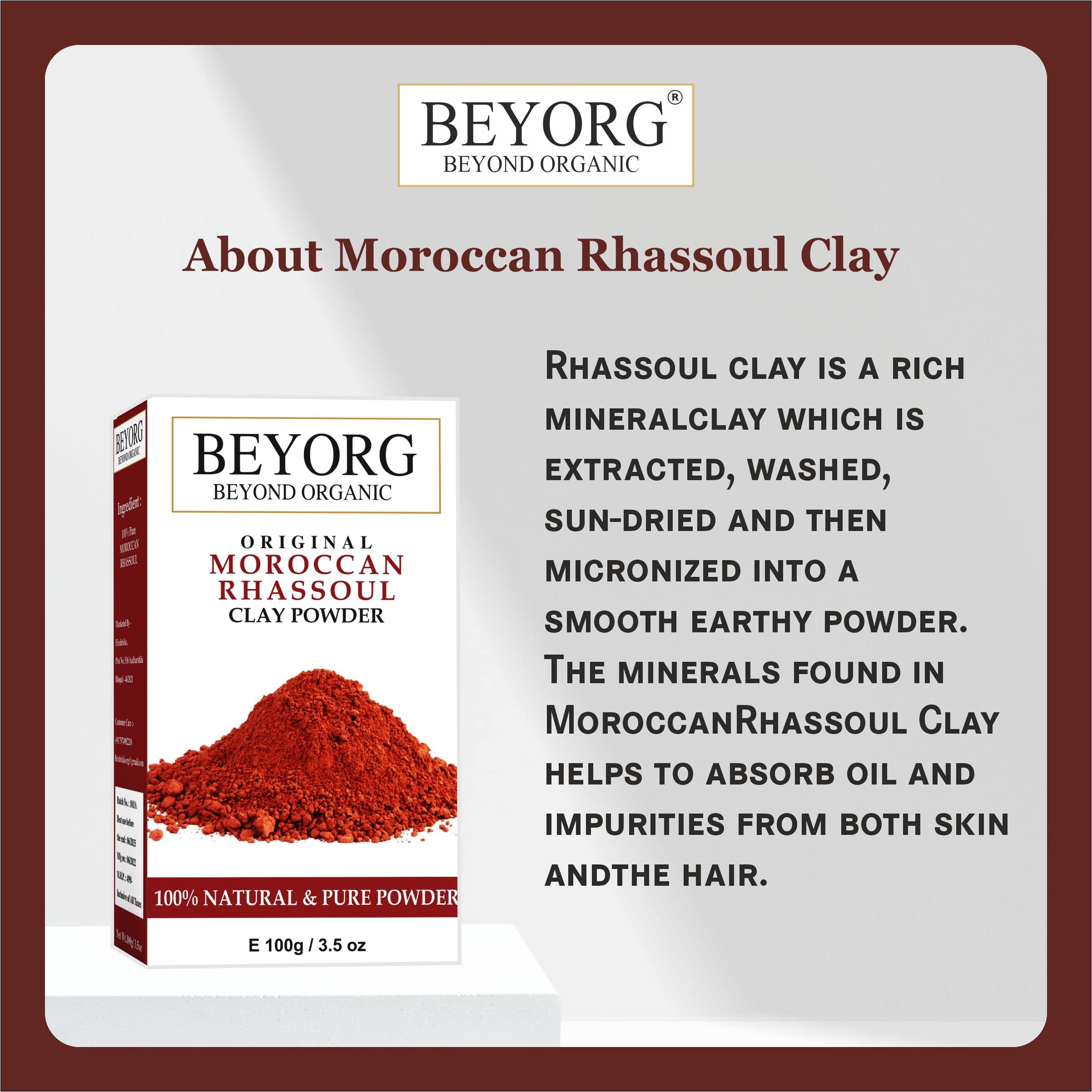Pure Moroccan Rhassoul Clay Powder for Acne & Blemish Treatment - Natural Facial Mask for Clear Skin, Deep Cleansing & Skin Healing | Perfect for Detox, Blackhead Removal & Glowing Skin Care Routine