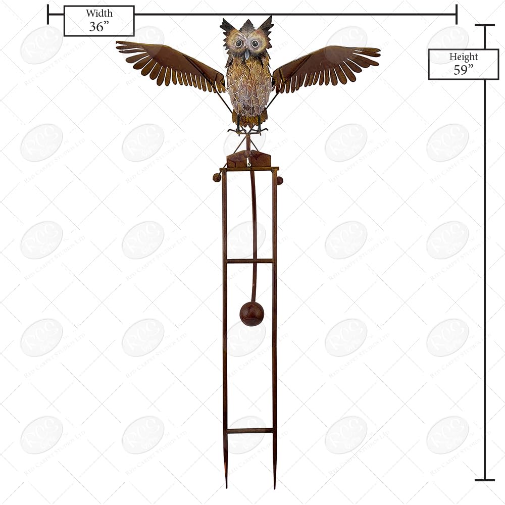 Balancing Bird Garden Rocker Wind Sculpture - Large Owl Design for Outdoor Decor | Red Carpet Studios | Perfect for Patio, Yard & Garden Decoration