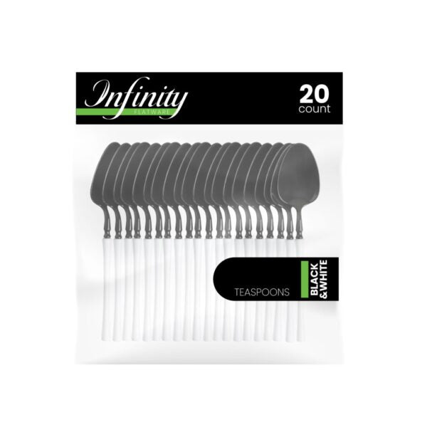 Premium Infinity Collection Black & White Flatware Set - 20-Piece Stainless Steel Cutlery for Dining, Parties & Elegant Table Settings