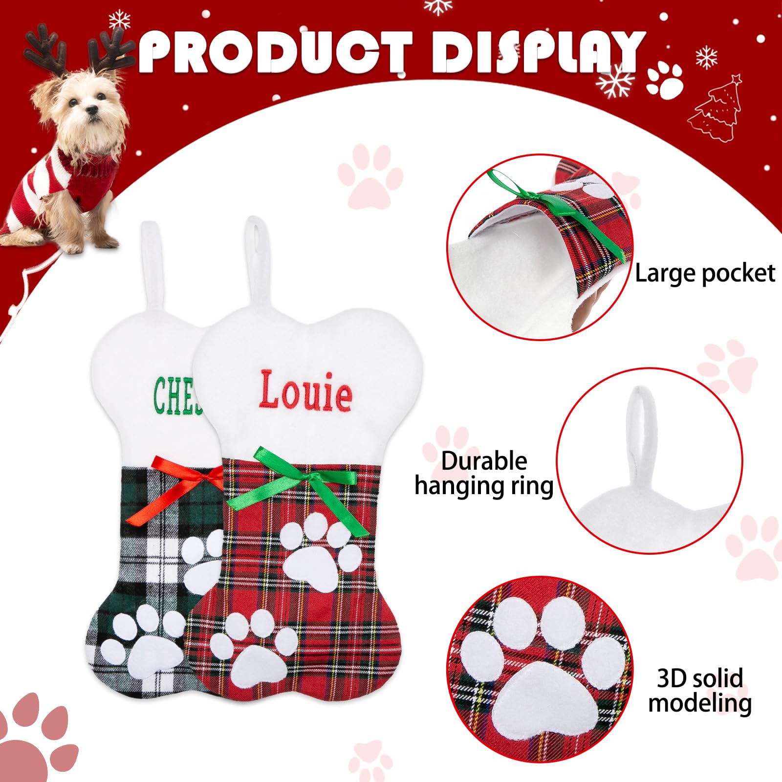 Custom Embroidered Pet Christmas Stockings - Personalized 18