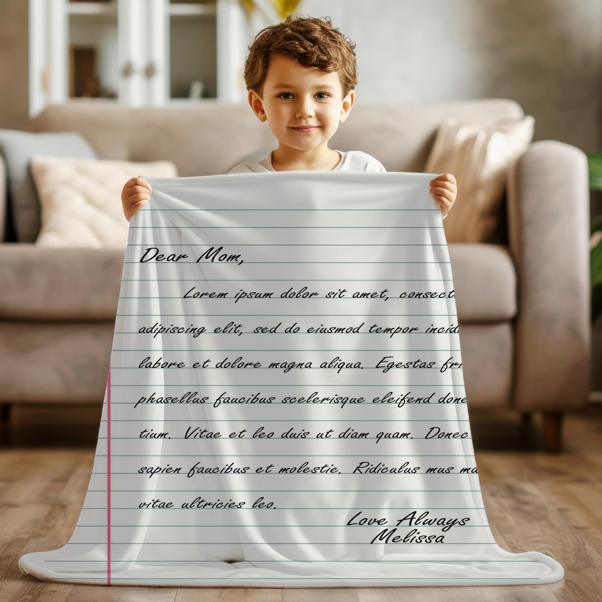 Custom Letter Blanket with Personalized Text - Perfect Gift for Christmas, Valentine's Day & Mother's Day | Cozy Personalized Throw Blanket for Couples, Family & Home Decor