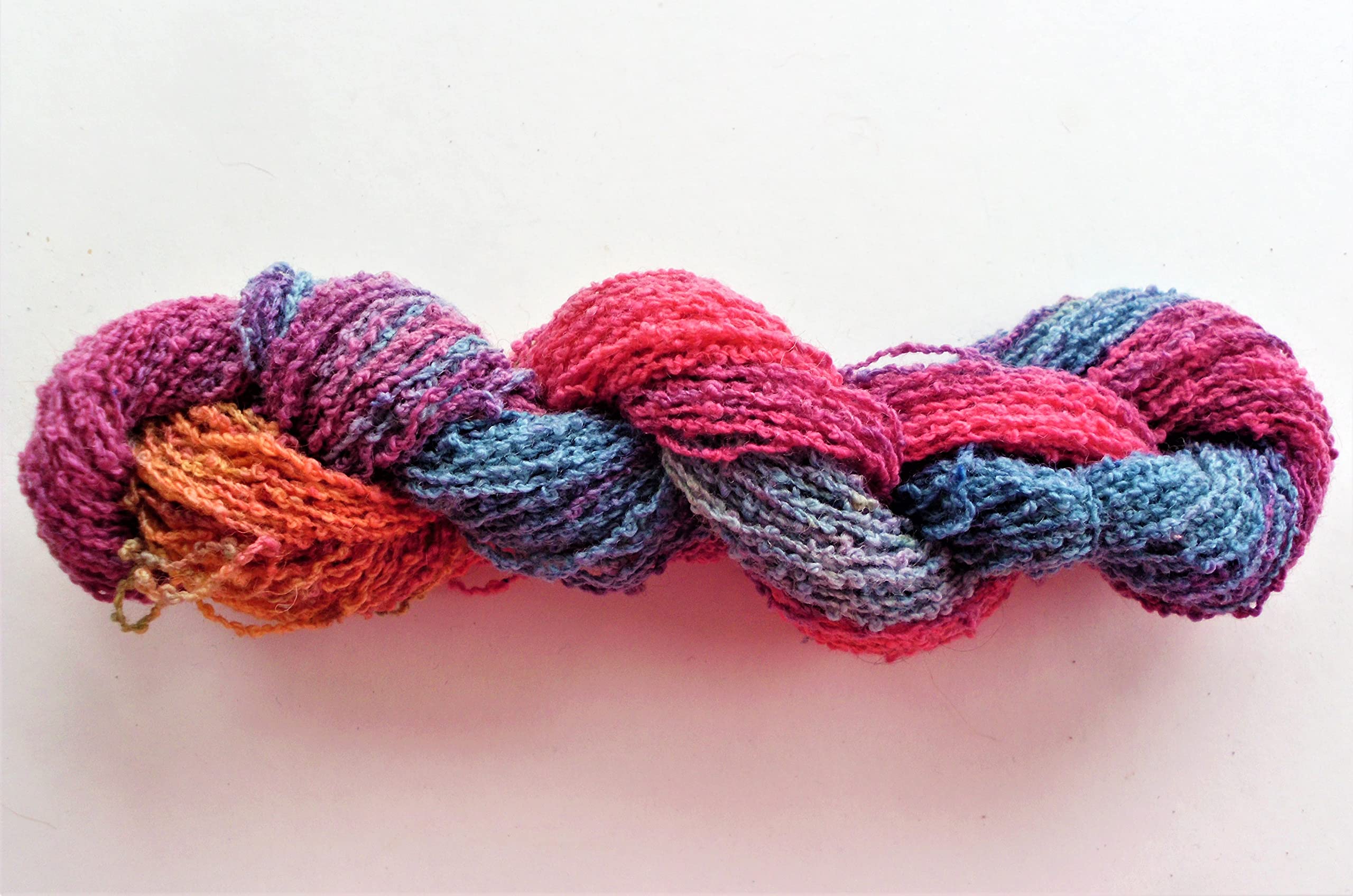 Hand Painted Tropical Parrot Color Boucle Wool Yarn for Knitting & Crochet - Perfect for Scarves, Blankets and DIY Craft Projects